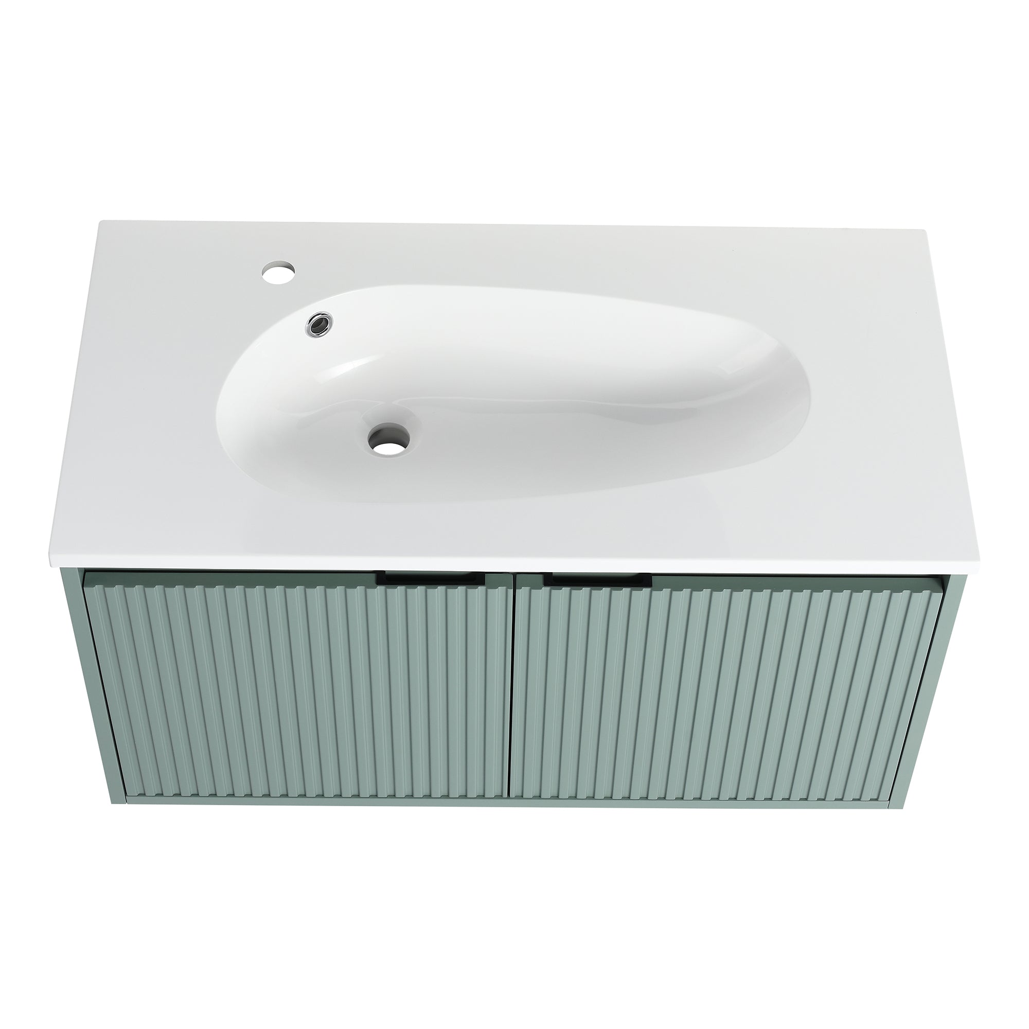 36 Inch Plywood Wall Mounted Bathroom Vanity Set with Integrated Gel Basin
