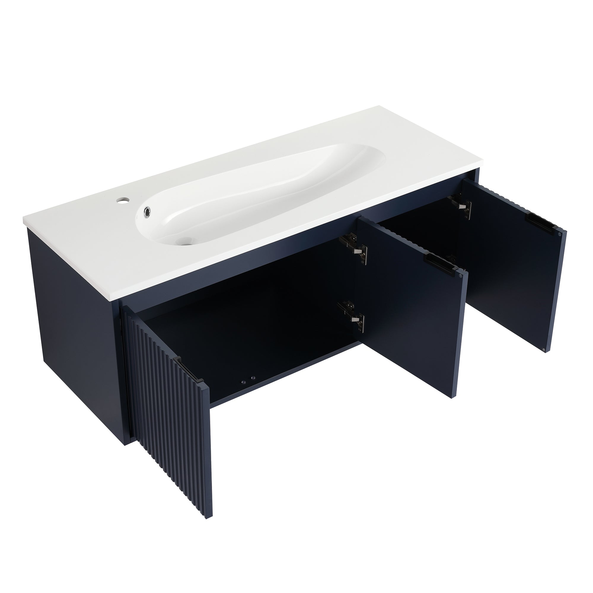 36 Inch Plywood Wall Mounted Bathroom Vanity Set with Integrated Drop-Shaped Resin Sink