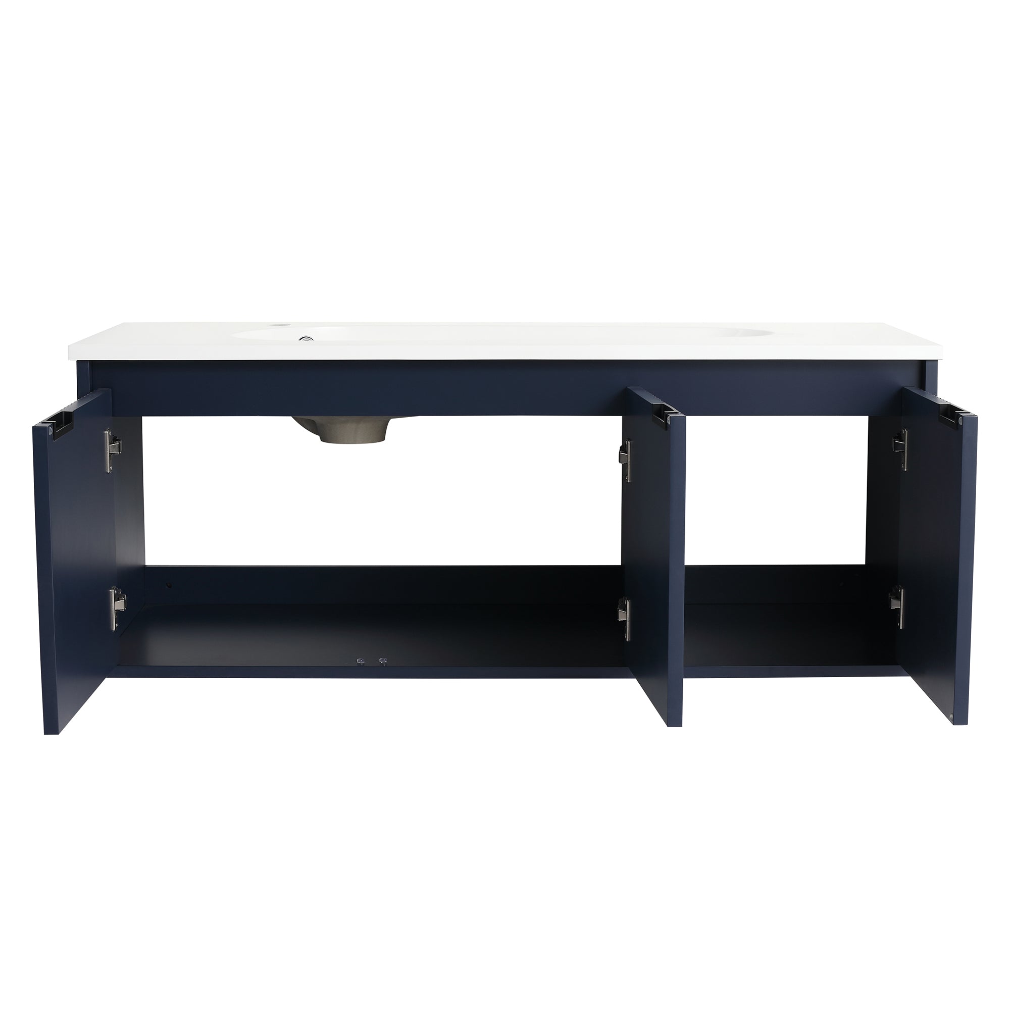 36 Inch Plywood Wall Mounted Bathroom Vanity Set with Integrated Drop-Shaped Resin Sink