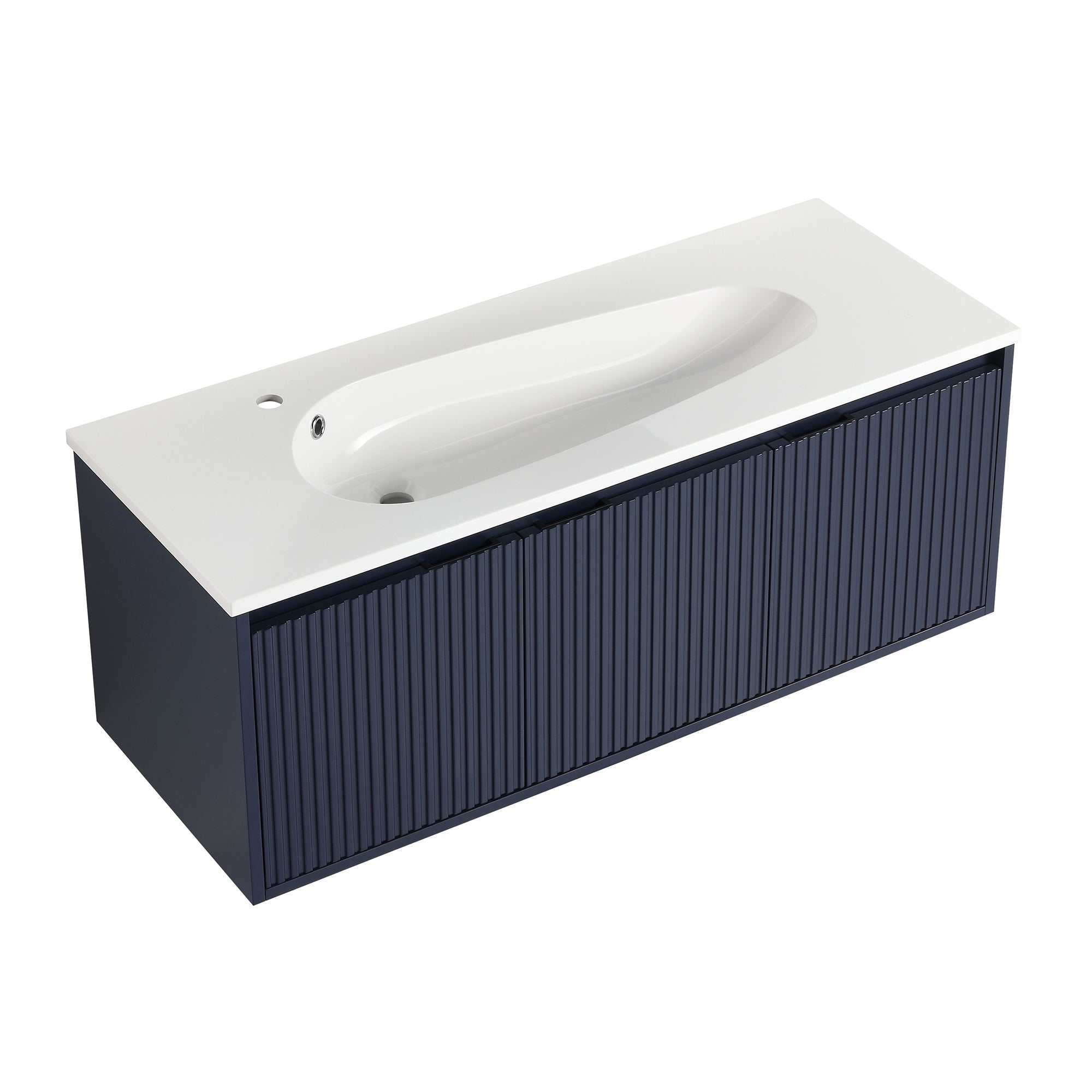 36 Inch Plywood Wall Mounted Bathroom Vanity Set with Integrated Drop-Shaped Resin Sink