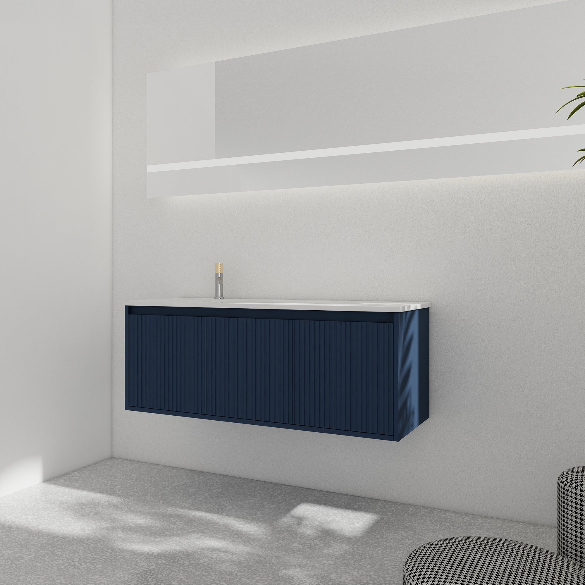 36 Inch Plywood Wall Mounted Bathroom Vanity Set with Integrated Drop-Shaped Resin Sink
