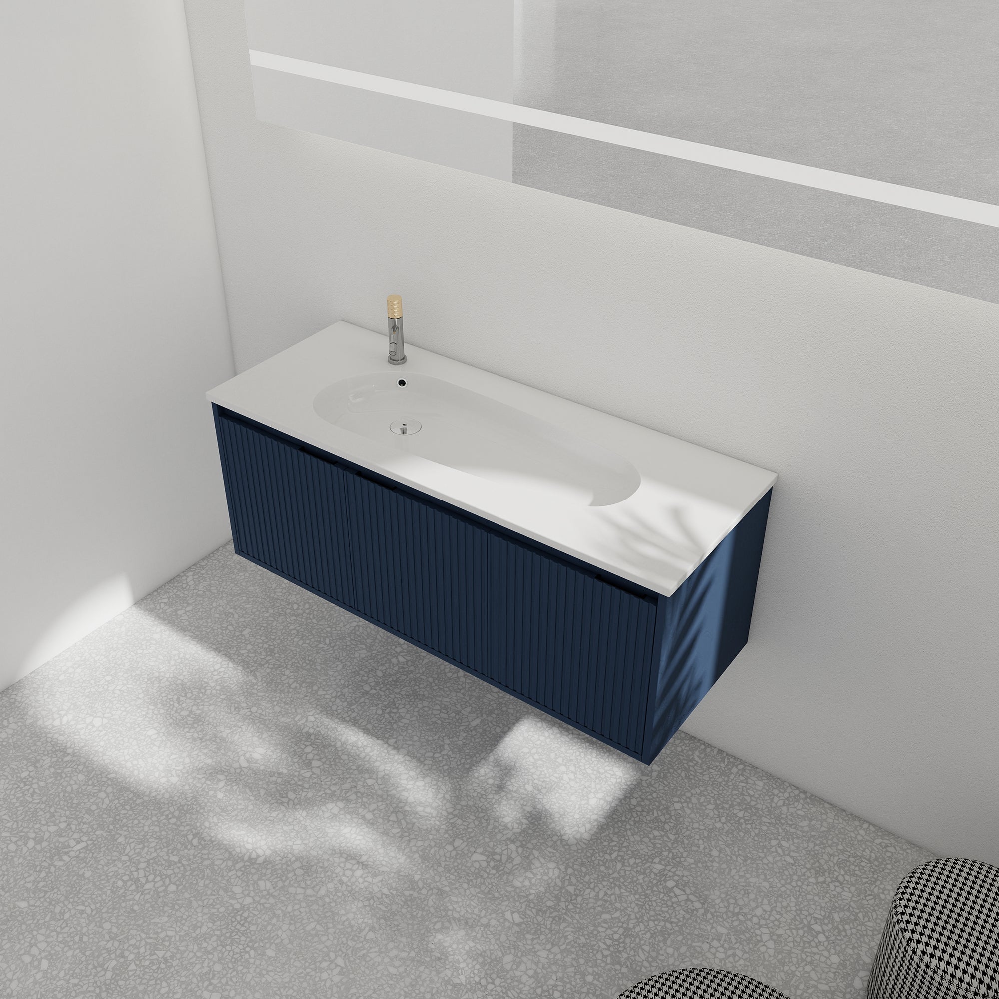 36 Inch Plywood Wall Mounted Bathroom Vanity Set with Integrated Drop-Shaped Resin Sink