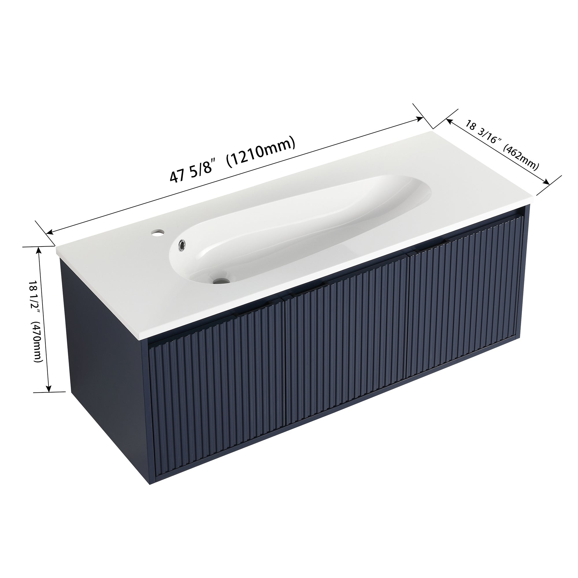 36 Inch Plywood Wall Mounted Bathroom Vanity Set with Integrated Drop-Shaped Resin Sink