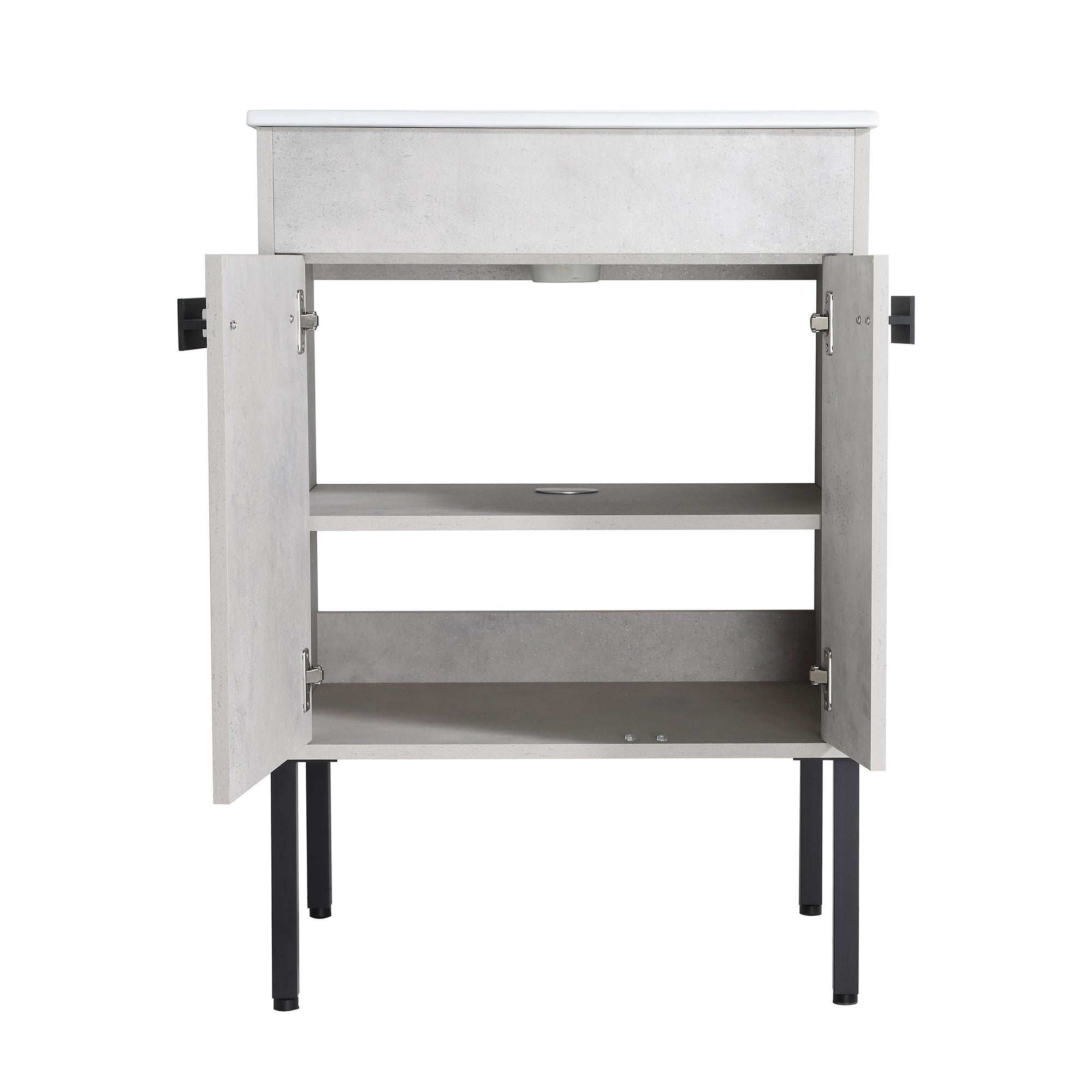 36 Inch Plywood Wall-Mounted Bathroom Vanity Set in White Oak with Integrated Resin Sink