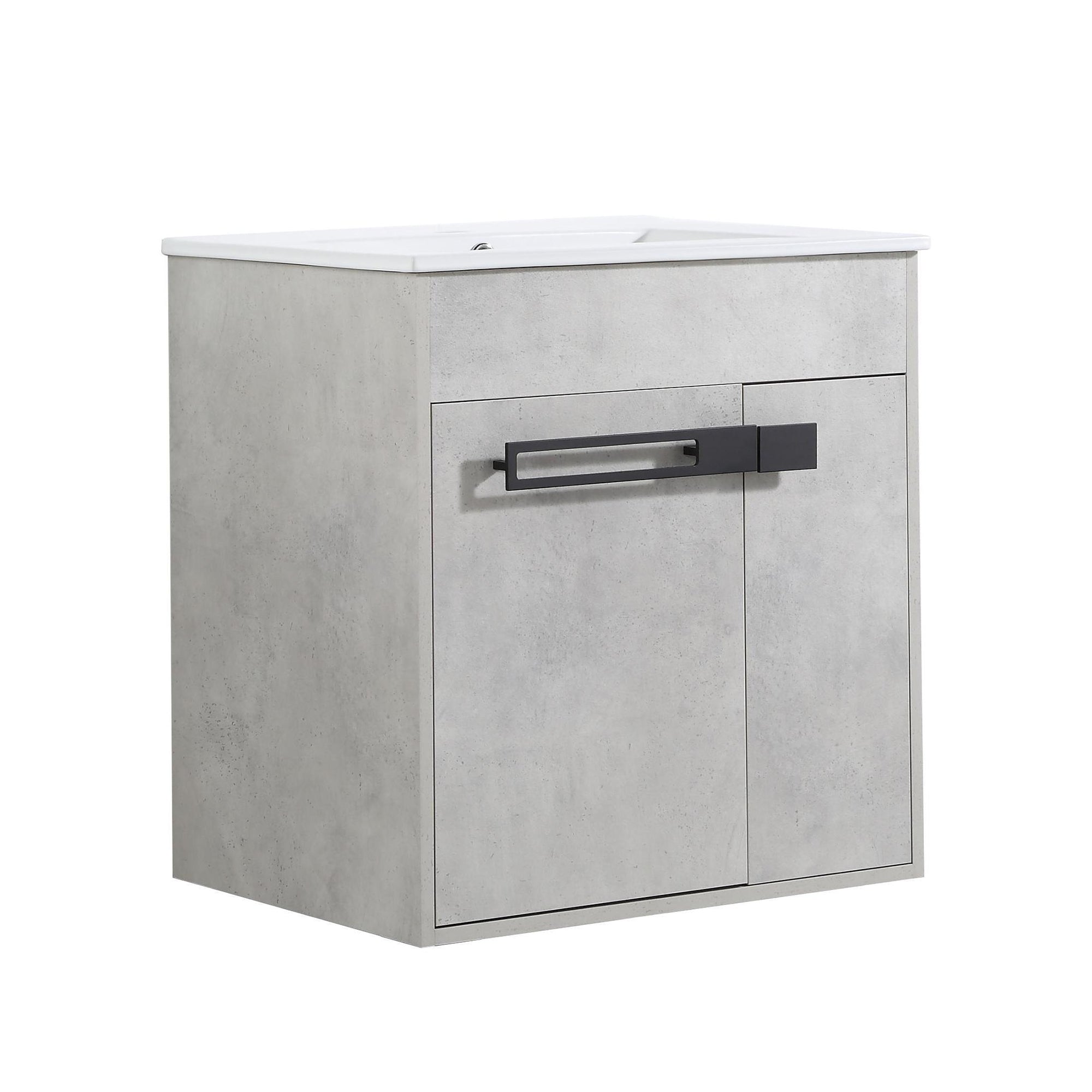36 Inch Plywood Wall-Mounted Bathroom Vanity Set in White Oak with Integrated Resin Sink