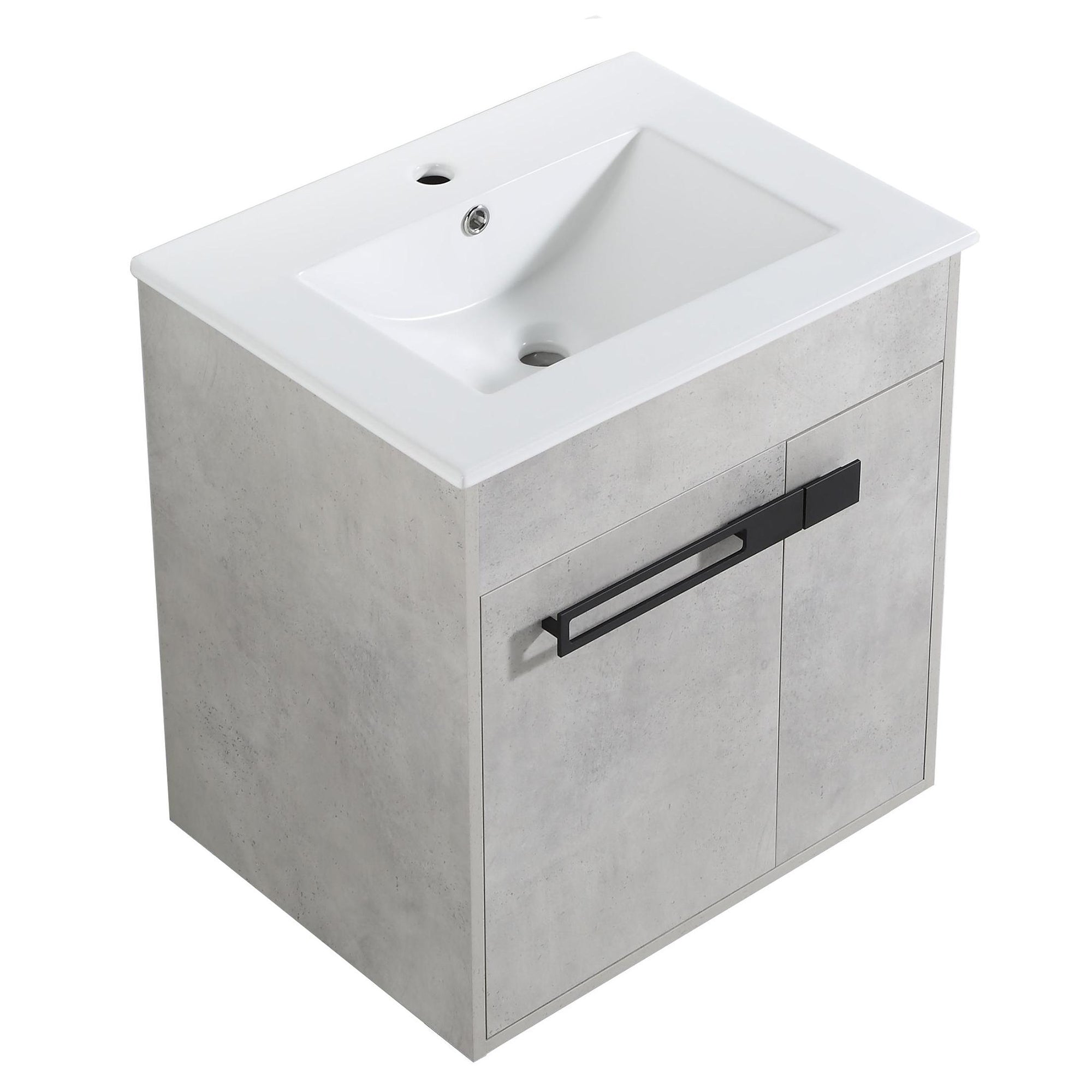 36 Inch Plywood Wall-Mounted Bathroom Vanity Set in White Oak with Integrated Resin Sink