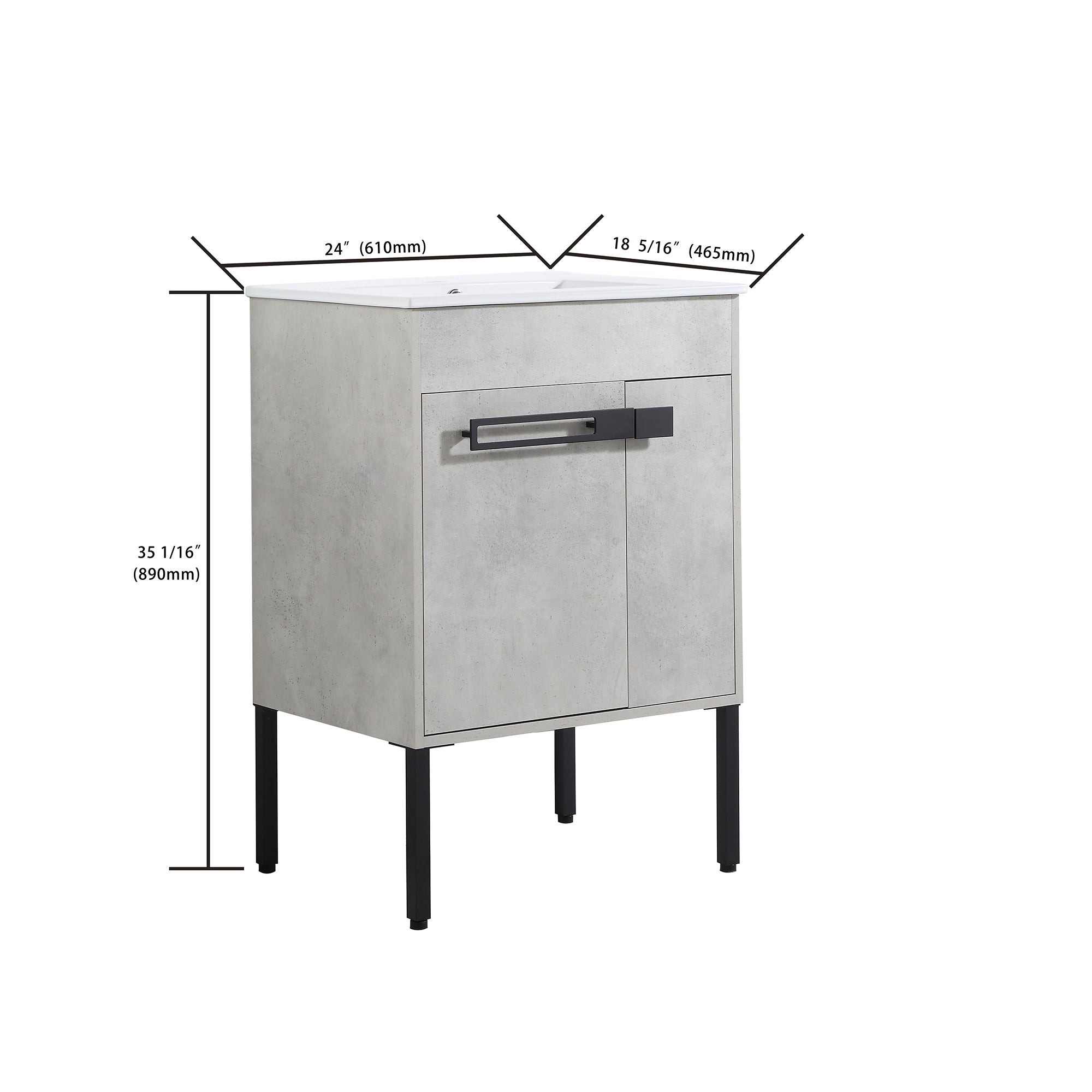 36 Inch Plywood Wall-Mounted Bathroom Vanity Set in White Oak with Integrated Resin Sink