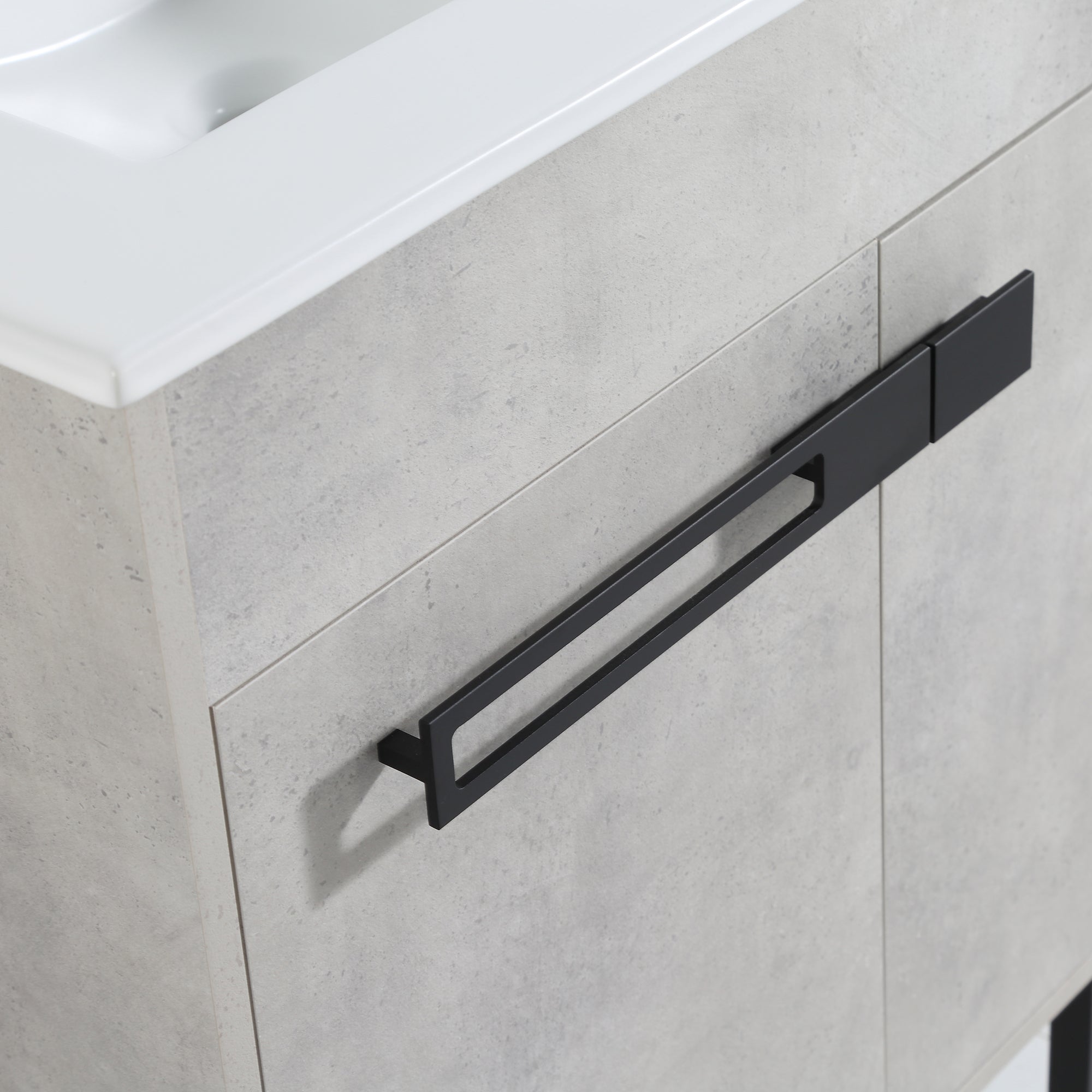 36 Inch Plywood Wall-Mounted Bathroom Vanity Set in White Oak with Integrated Resin Sink