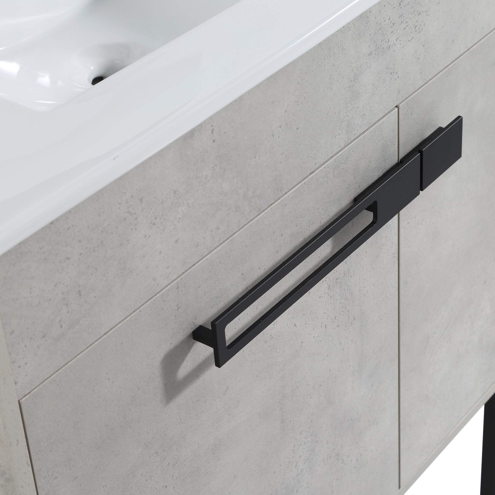36 Inch Plywood Wall-Mounted Bathroom Vanity Set in White Oak with Integrated Resin Sink