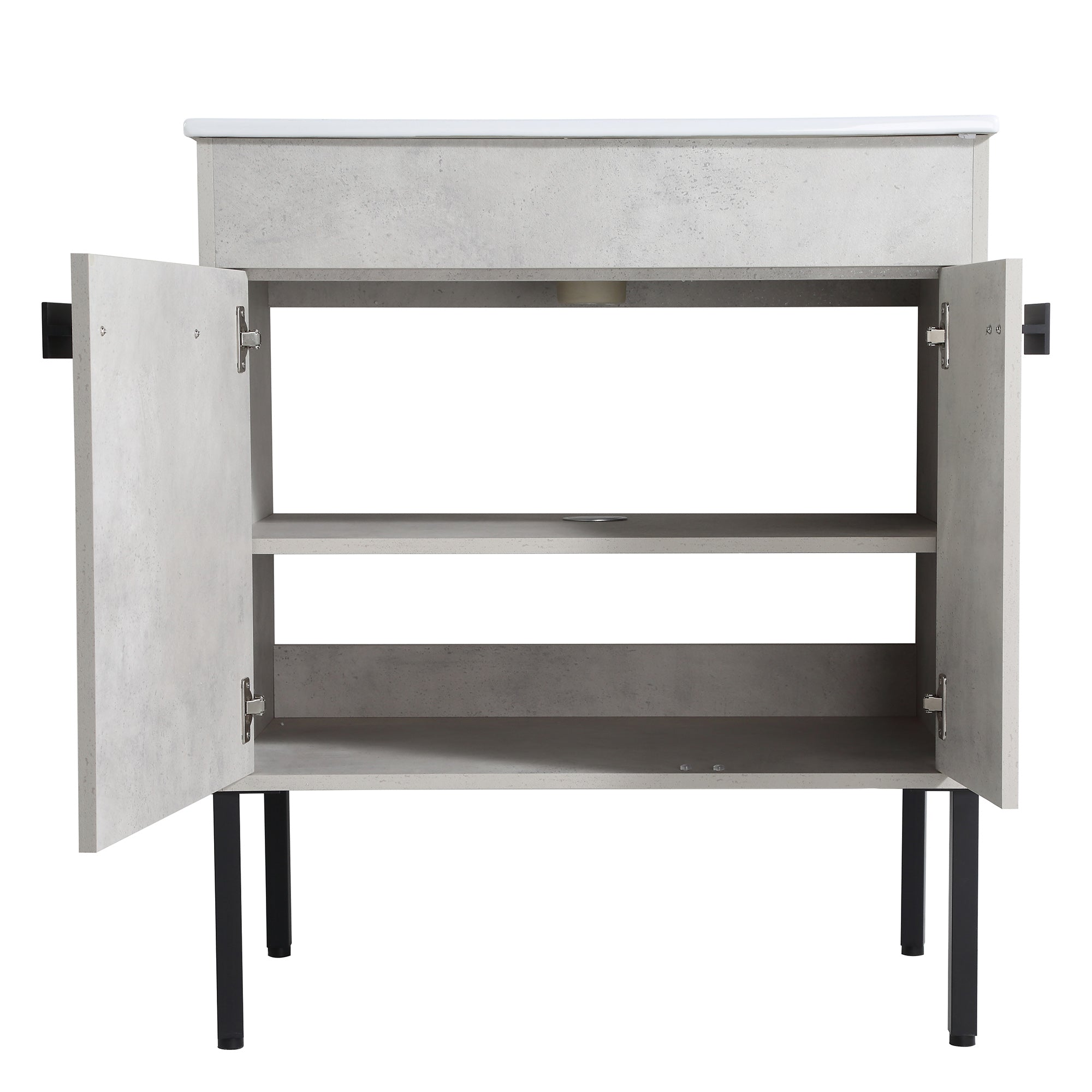 36 Inch Plywood Wall-Mounted Bathroom Vanity Set in White Oak with Integrated Resin Sink