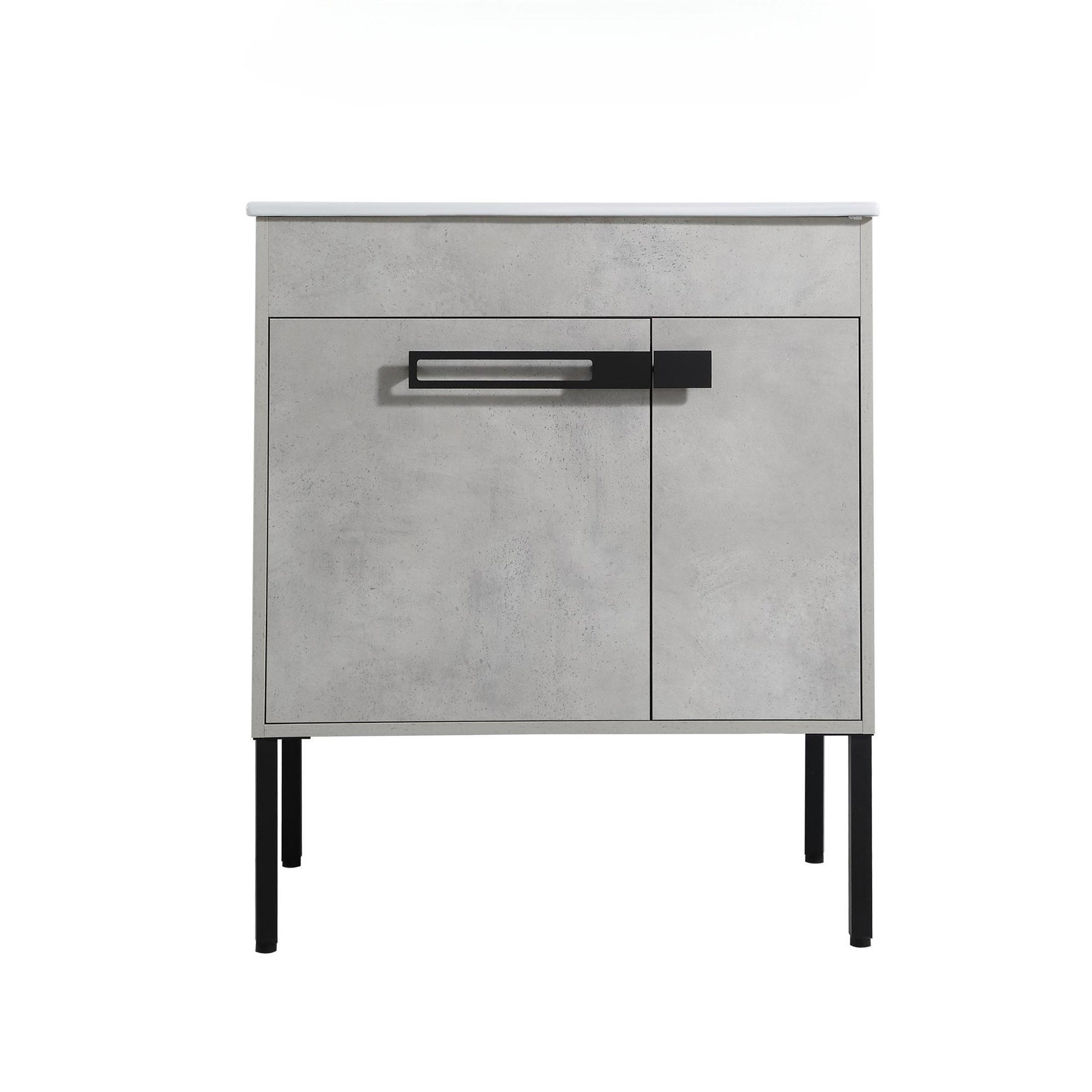 36 Inch Plywood Wall-Mounted Bathroom Vanity Set in White Oak with Integrated Resin Sink