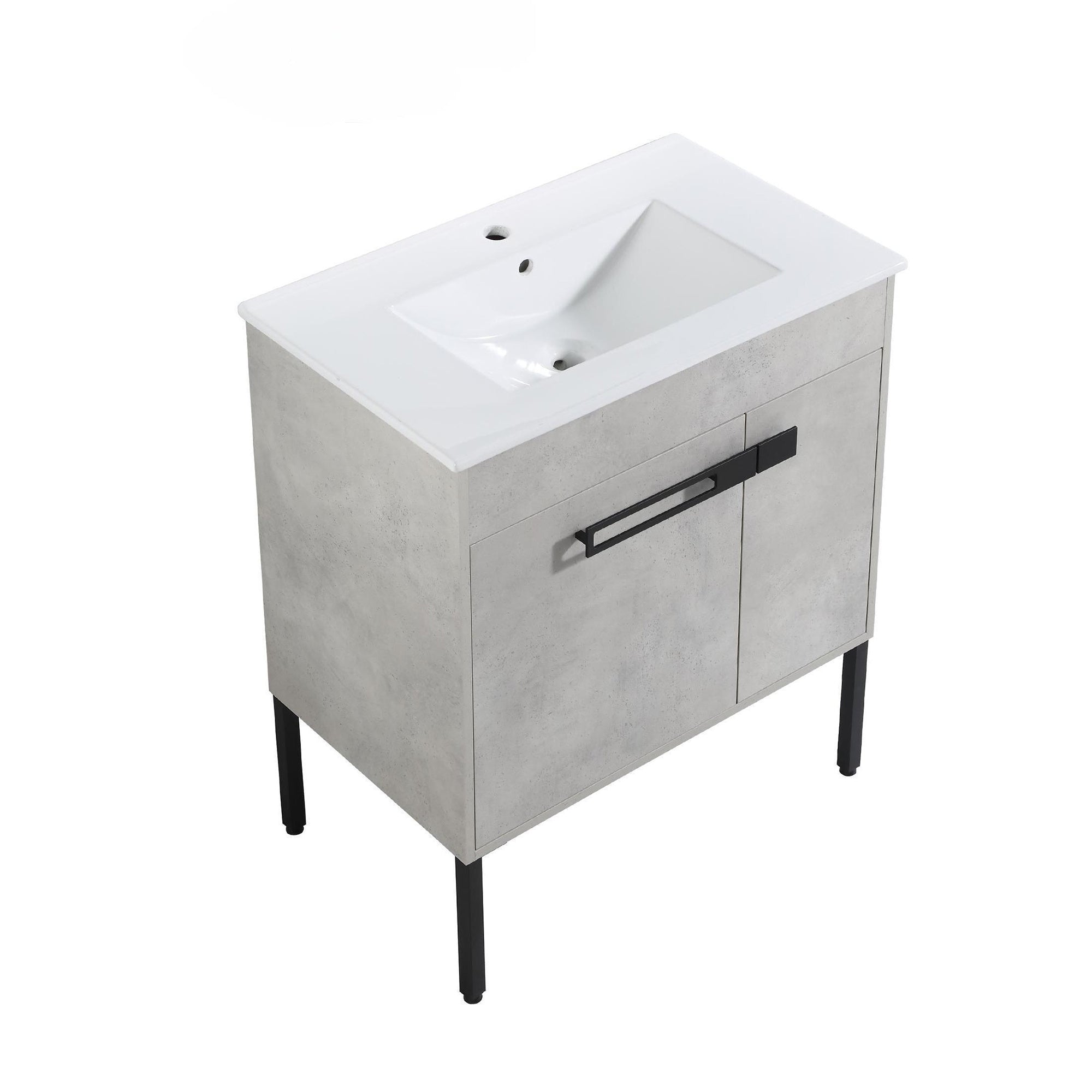36 Inch Plywood Wall-Mounted Bathroom Vanity Set in White Oak with Integrated Resin Sink