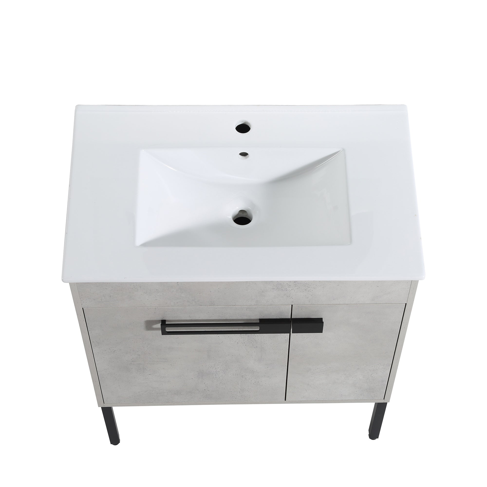 36 Inch Plywood Wall-Mounted Bathroom Vanity Set in White Oak with Integrated Resin Sink