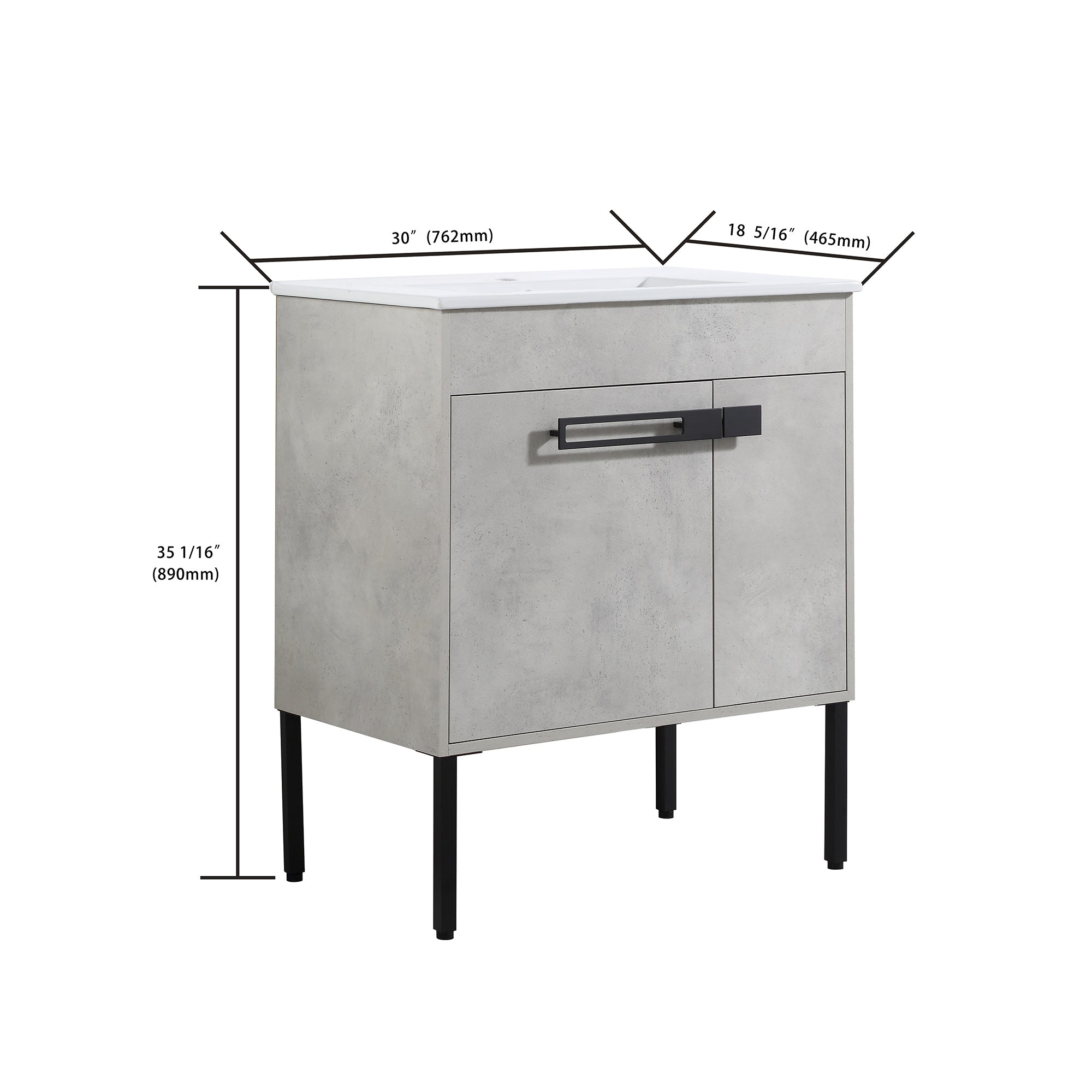 36 Inch Plywood Wall-Mounted Bathroom Vanity Set in White Oak with Integrated Resin Sink