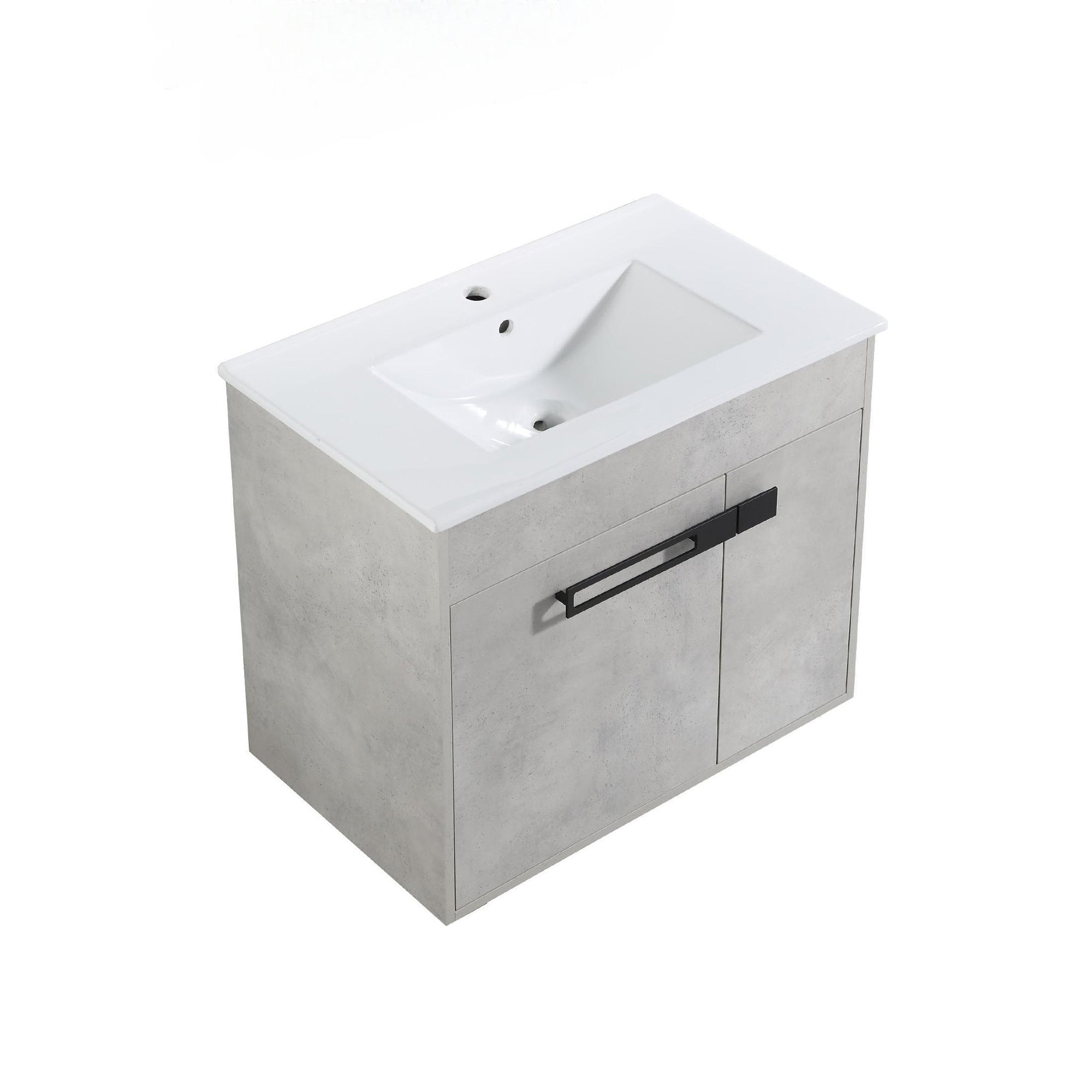 36 Inch Plywood Wall-Mounted Bathroom Vanity Set in White Oak with Integrated Resin Sink