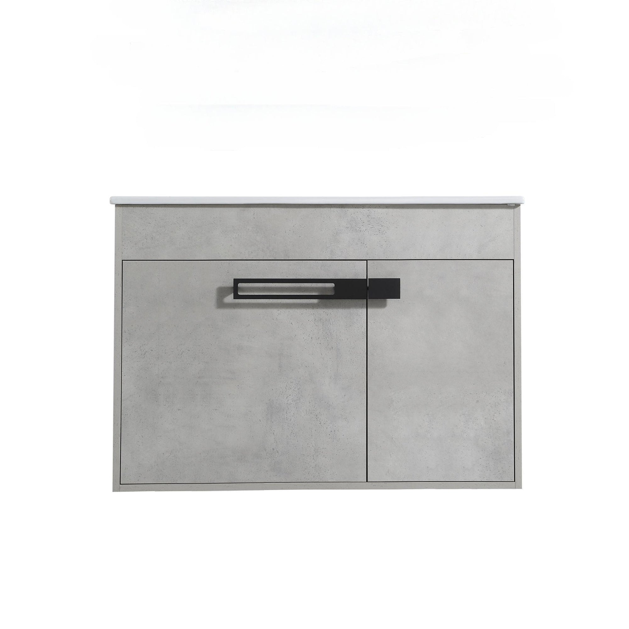 36 Inch Plywood Wall-Mounted Bathroom Vanity Set in White Oak with Integrated Resin Sink