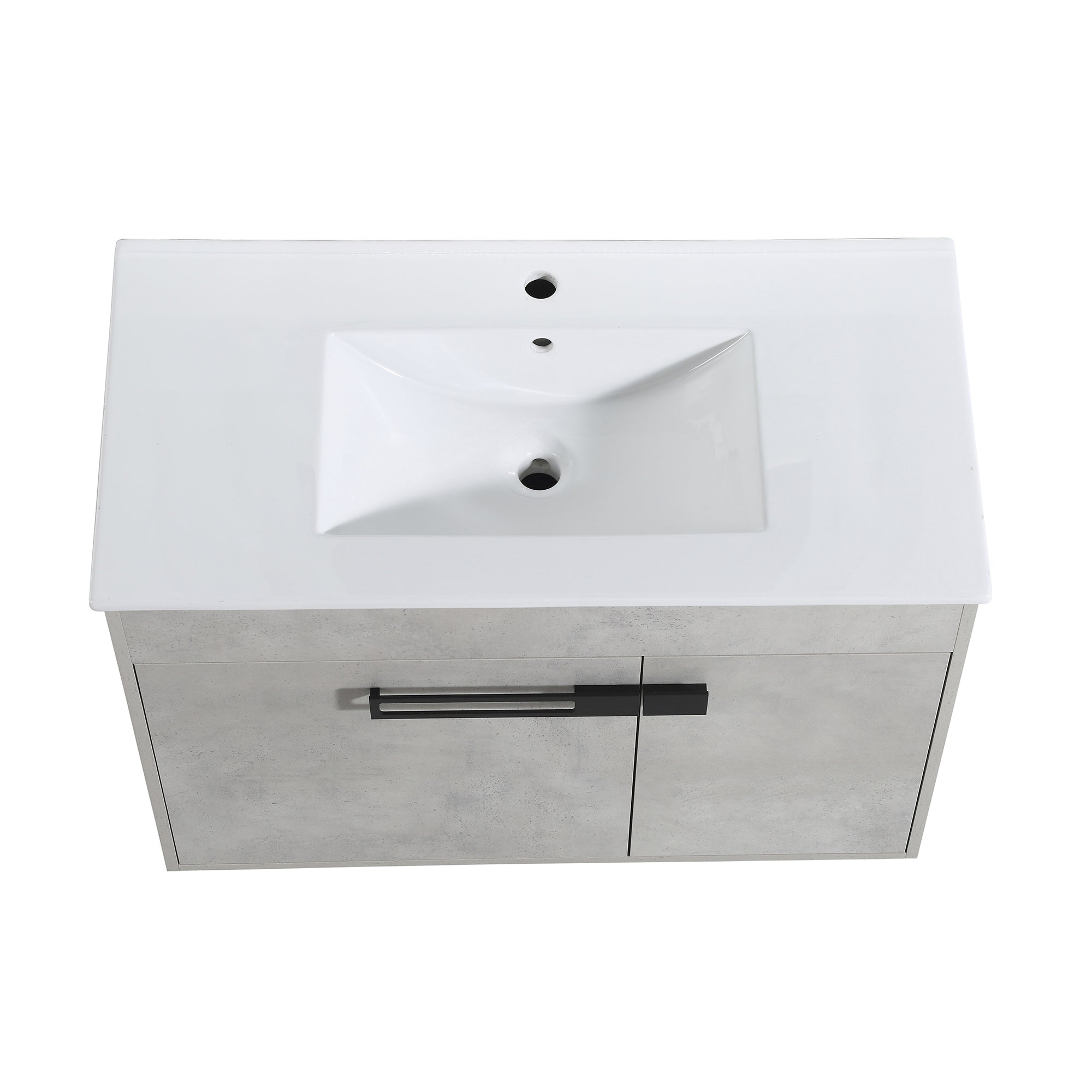 36 Inch Plywood Wall-Mounted Bathroom Vanity Set in White Oak with Integrated Resin Sink