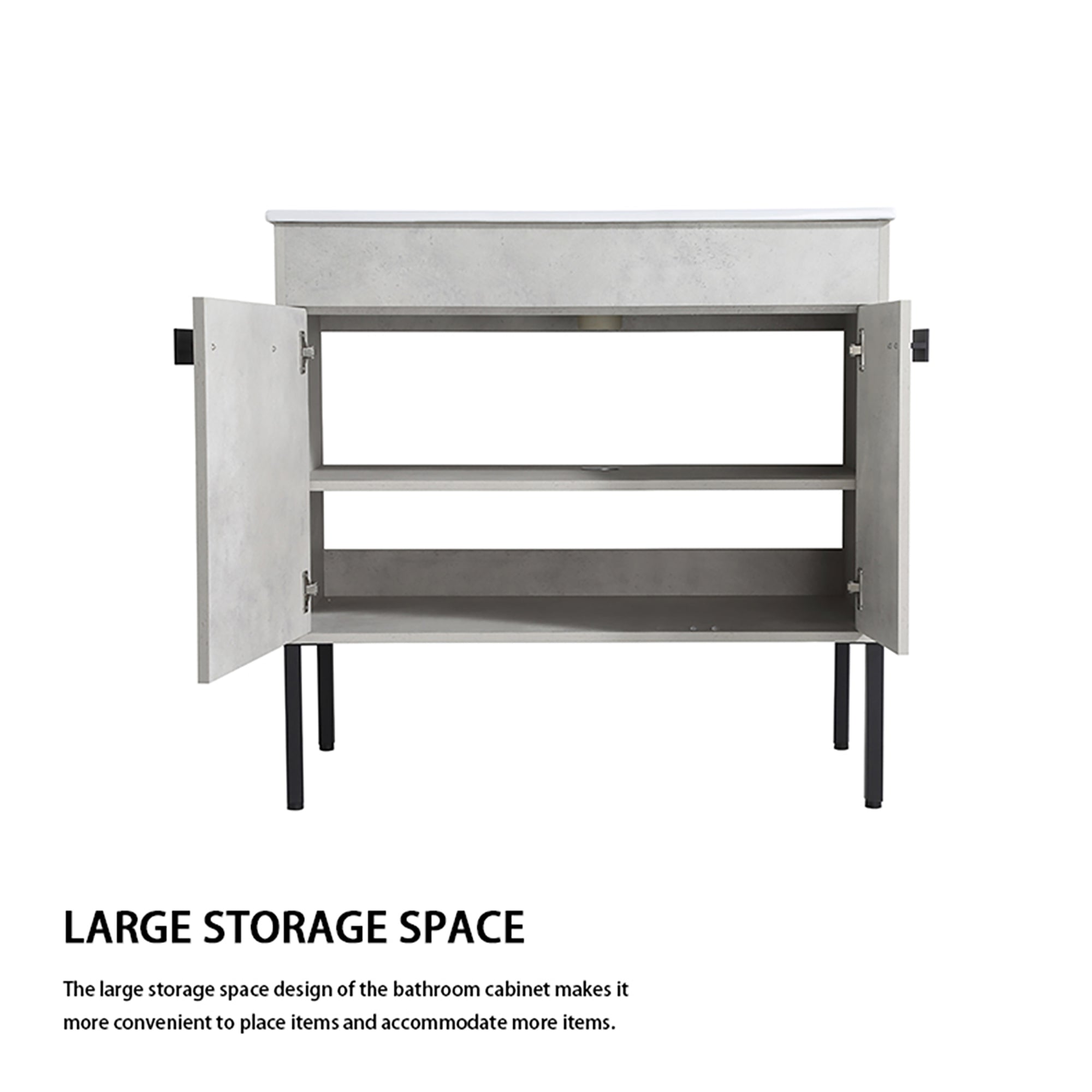 36 Inch Plywood Wall-Mounted Bathroom Vanity Set in White Oak with Integrated Resin Sink