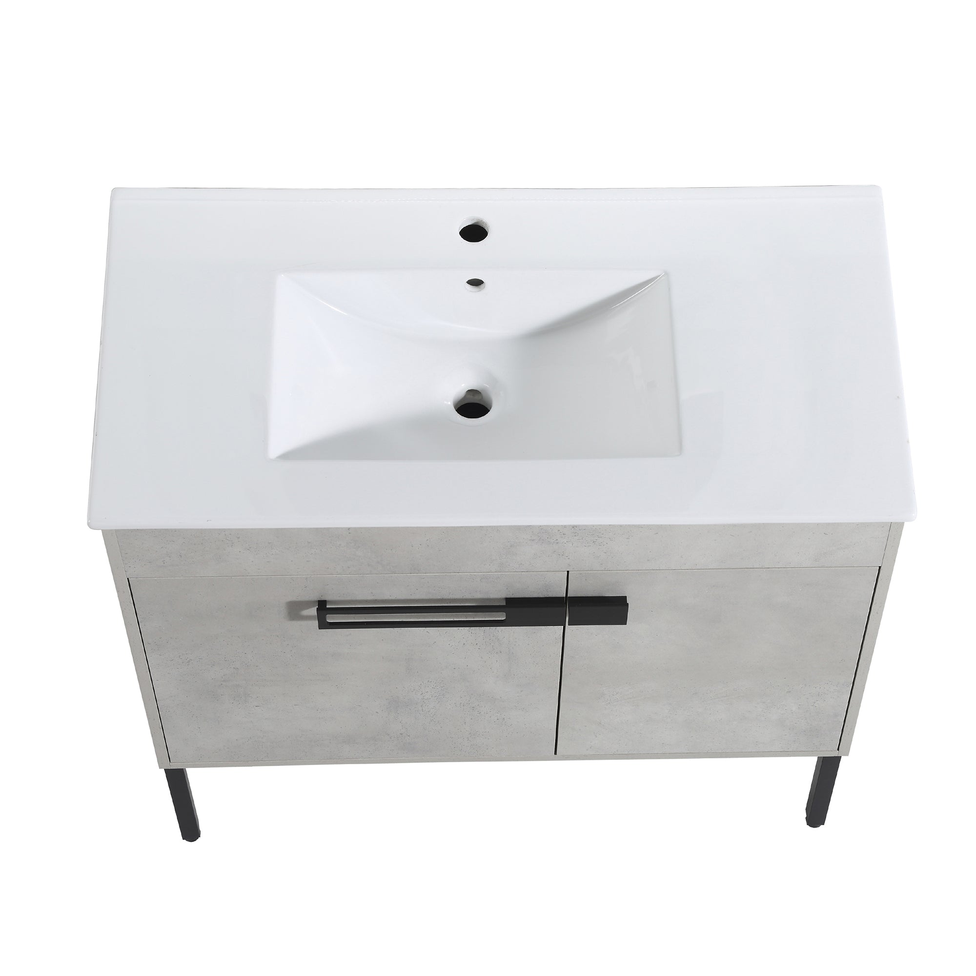 36 Inch Plywood Wall-Mounted Bathroom Vanity Set in White Oak with Integrated Resin Sink