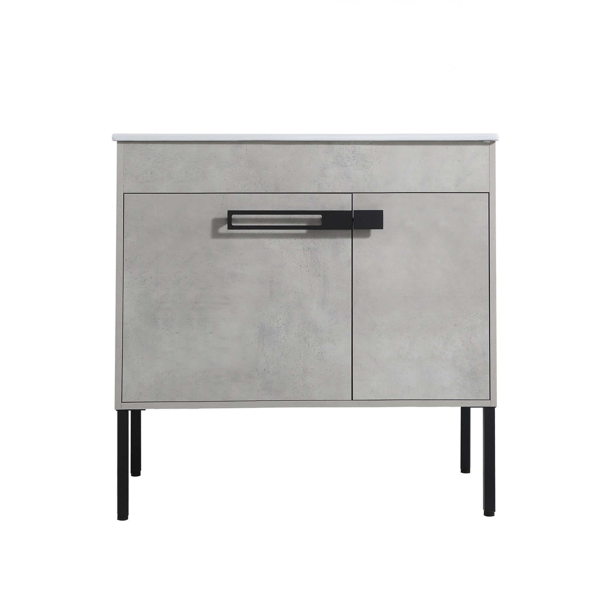 36 Inch Plywood Wall-Mounted Bathroom Vanity Set in White Oak with Integrated Resin Sink