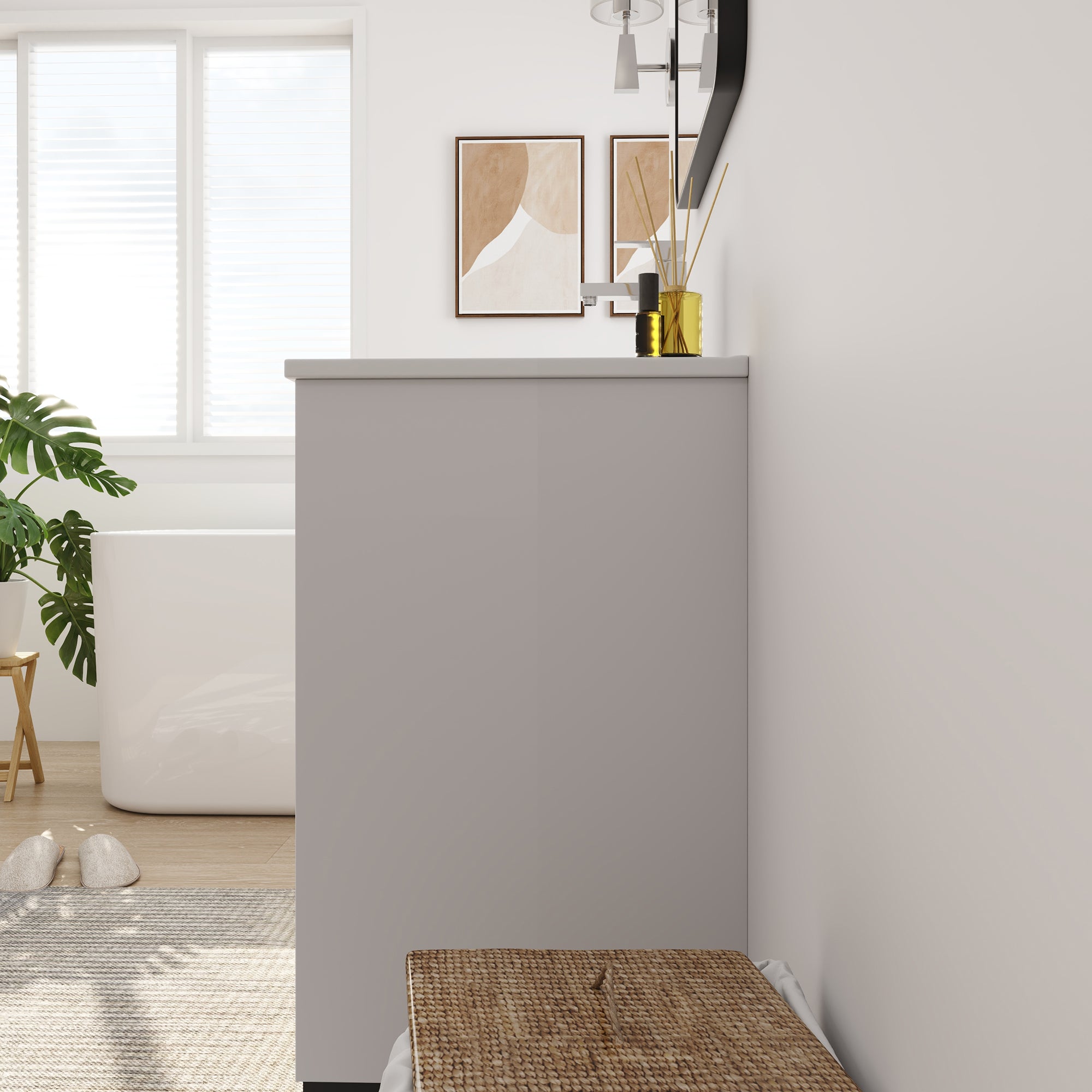 24/30 inch Freestanding Bathroom Vanity Set in White with Integrated Ceramic Sink