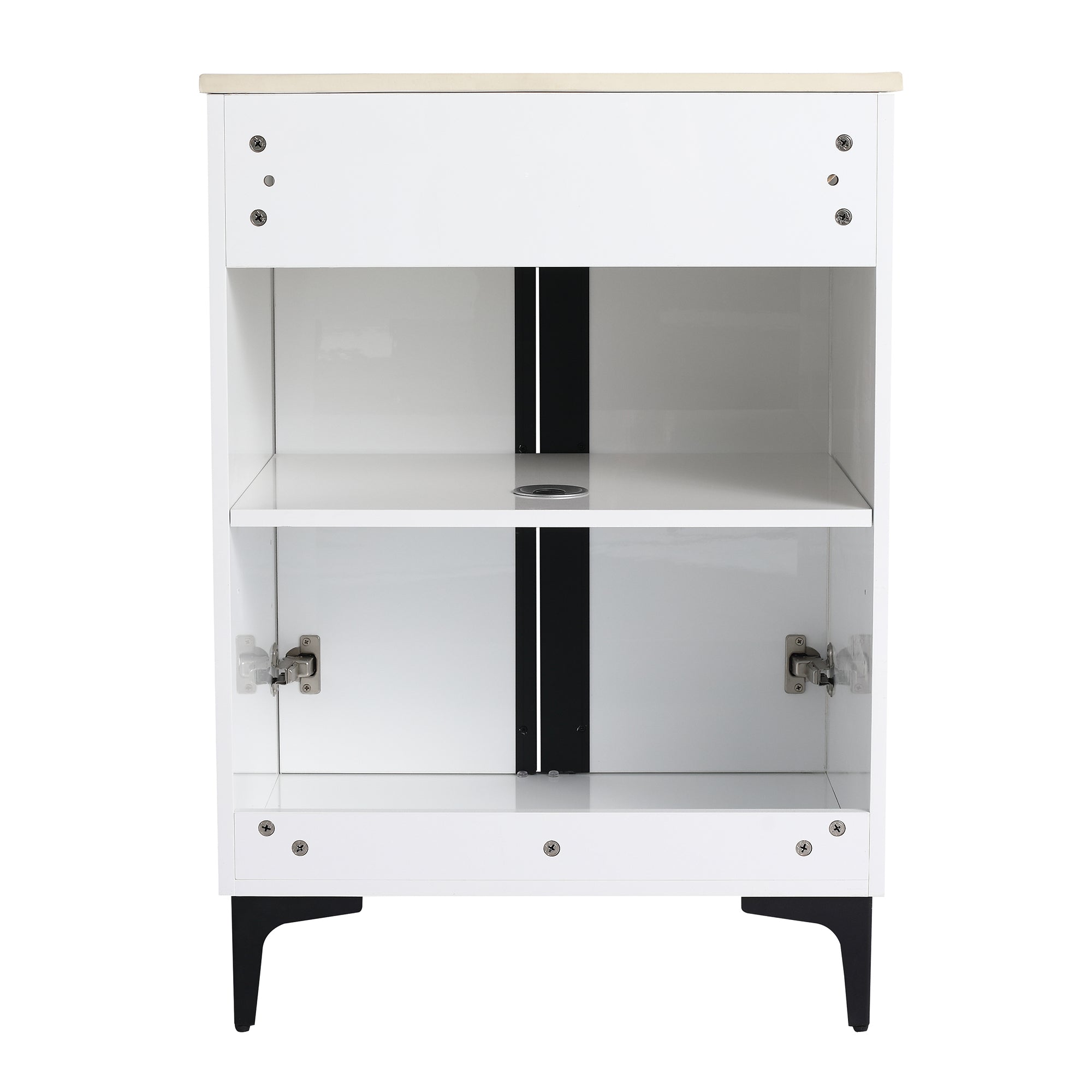 24/30 inch Freestanding Bathroom Vanity Set in White with Integrated Ceramic Sink