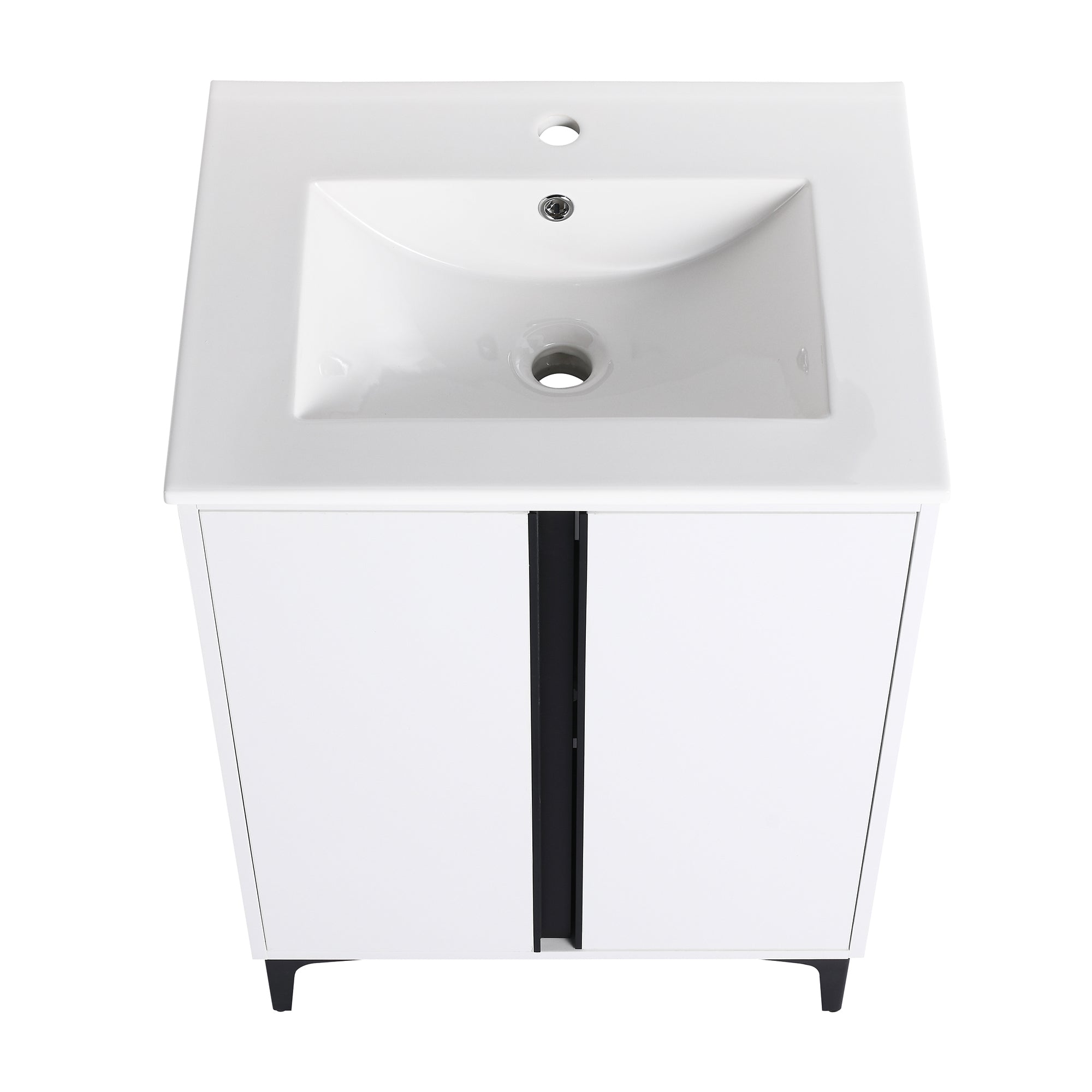 24/30 inch Freestanding Bathroom Vanity Set in White with Integrated Ceramic Sink
