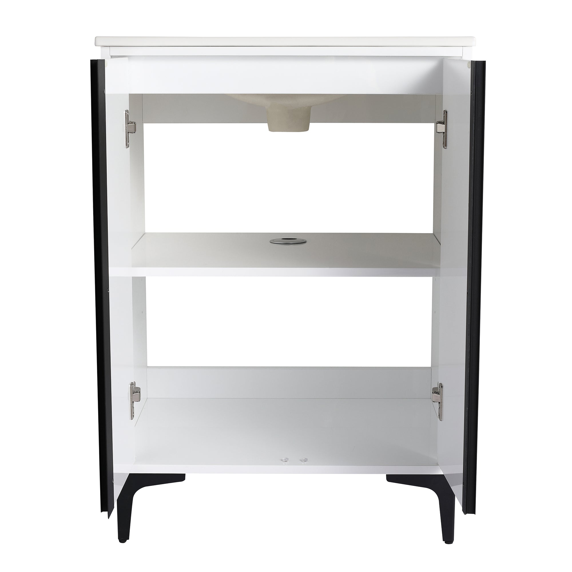 24/30 inch Freestanding Bathroom Vanity Set in White with Integrated Ceramic Sink