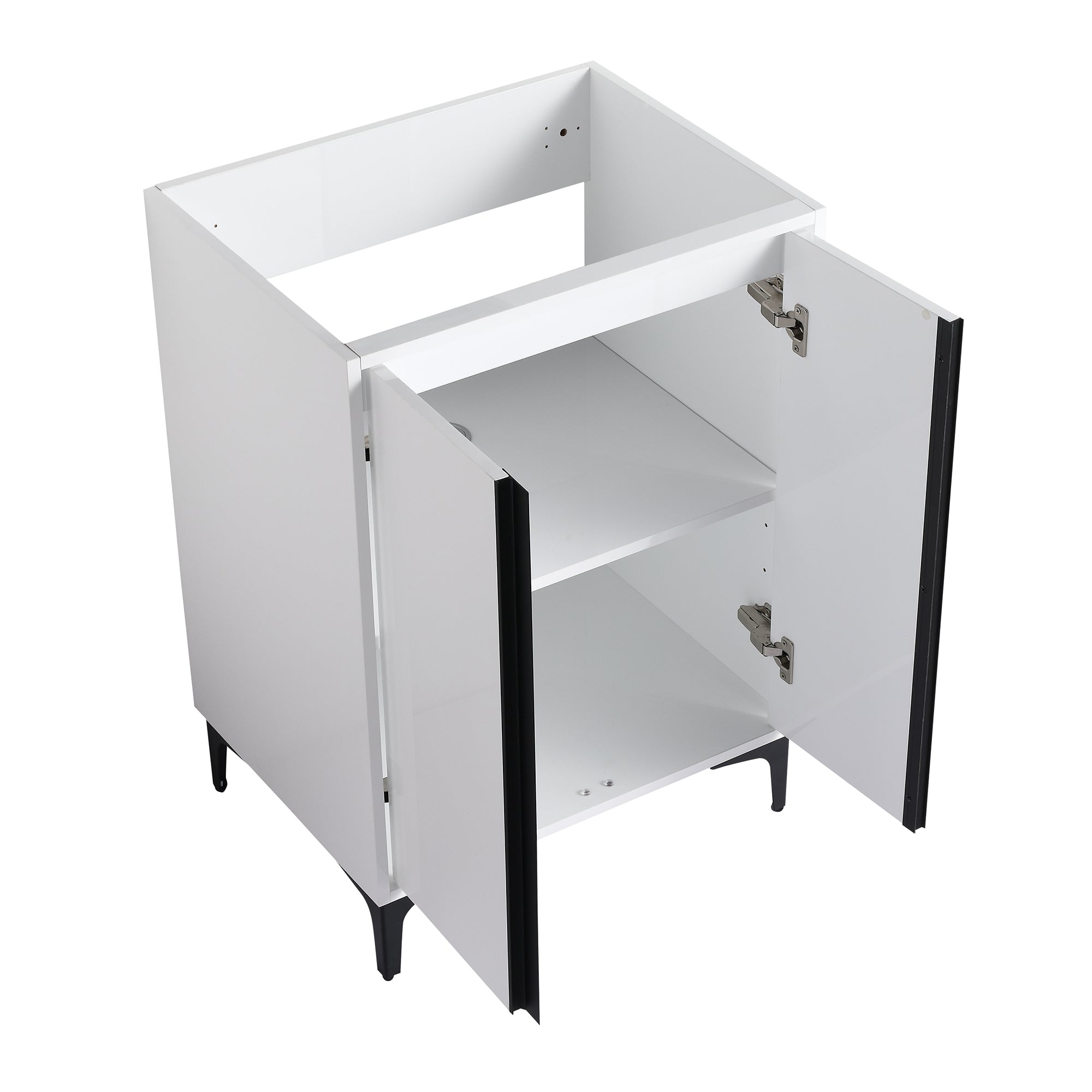 24/30 inch Freestanding Bathroom Vanity Set in White with Integrated Ceramic Sink