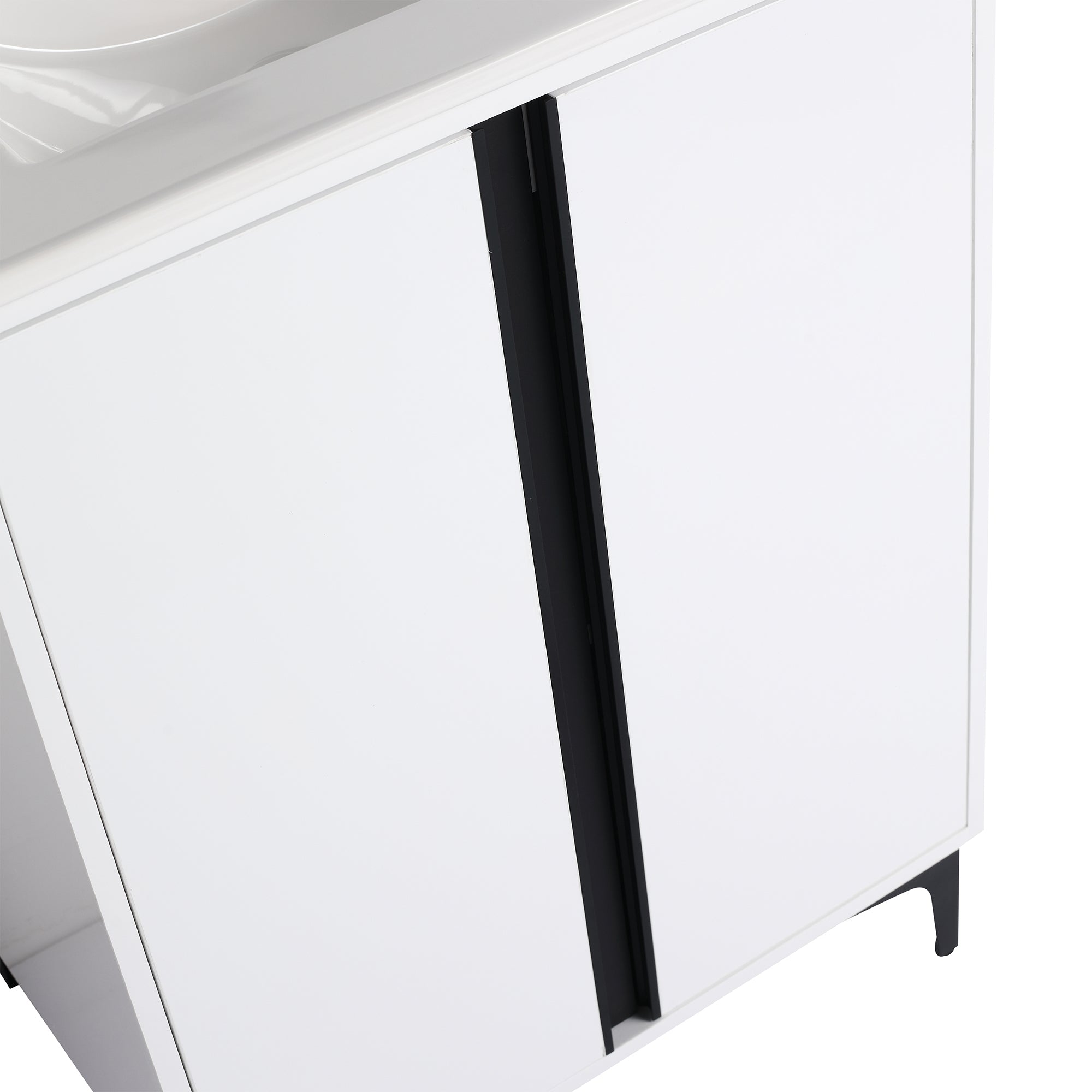 24/30 inch Freestanding Bathroom Vanity Set in White with Integrated Ceramic Sink