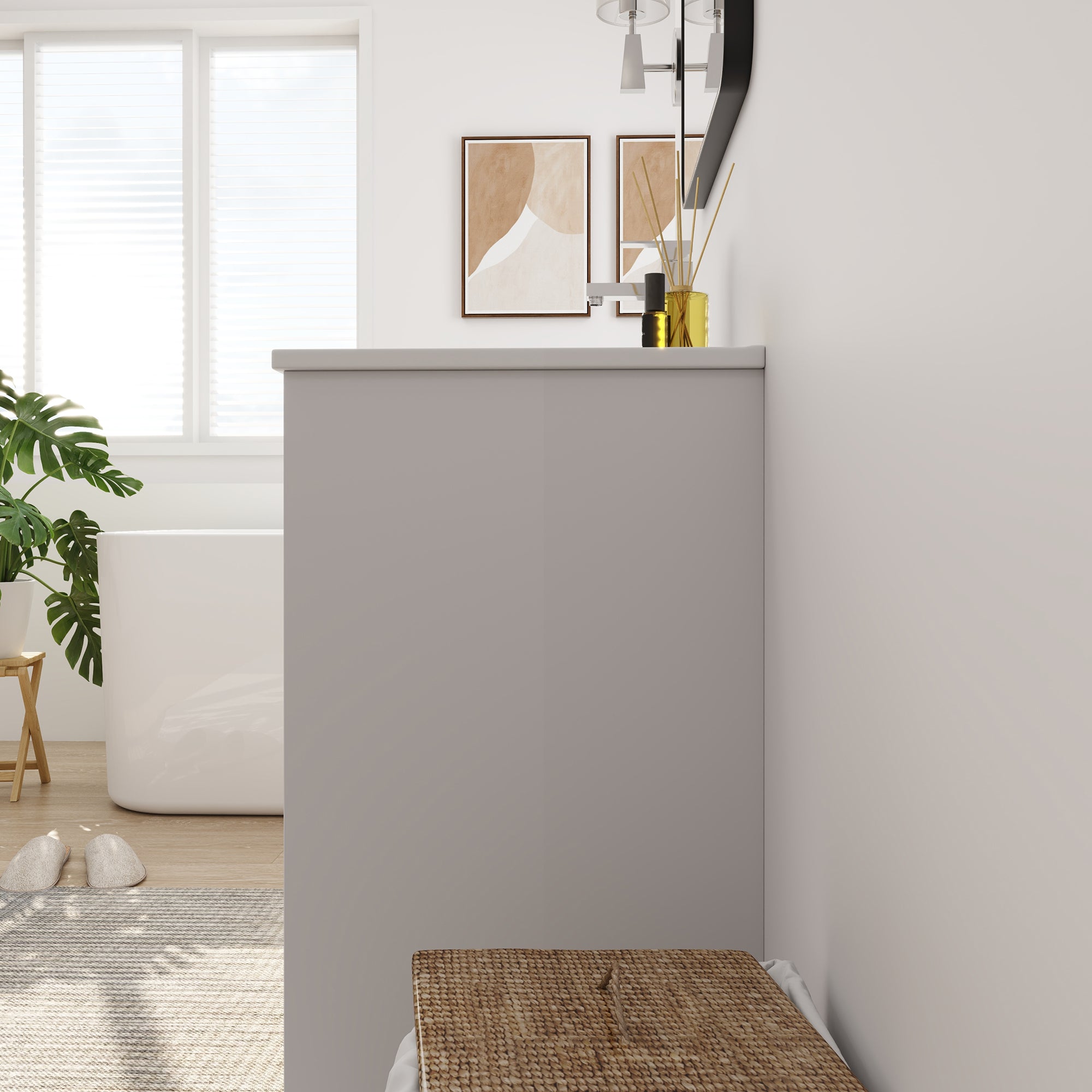 24/30 inch Freestanding Bathroom Vanity Set in White with Integrated Ceramic Sink