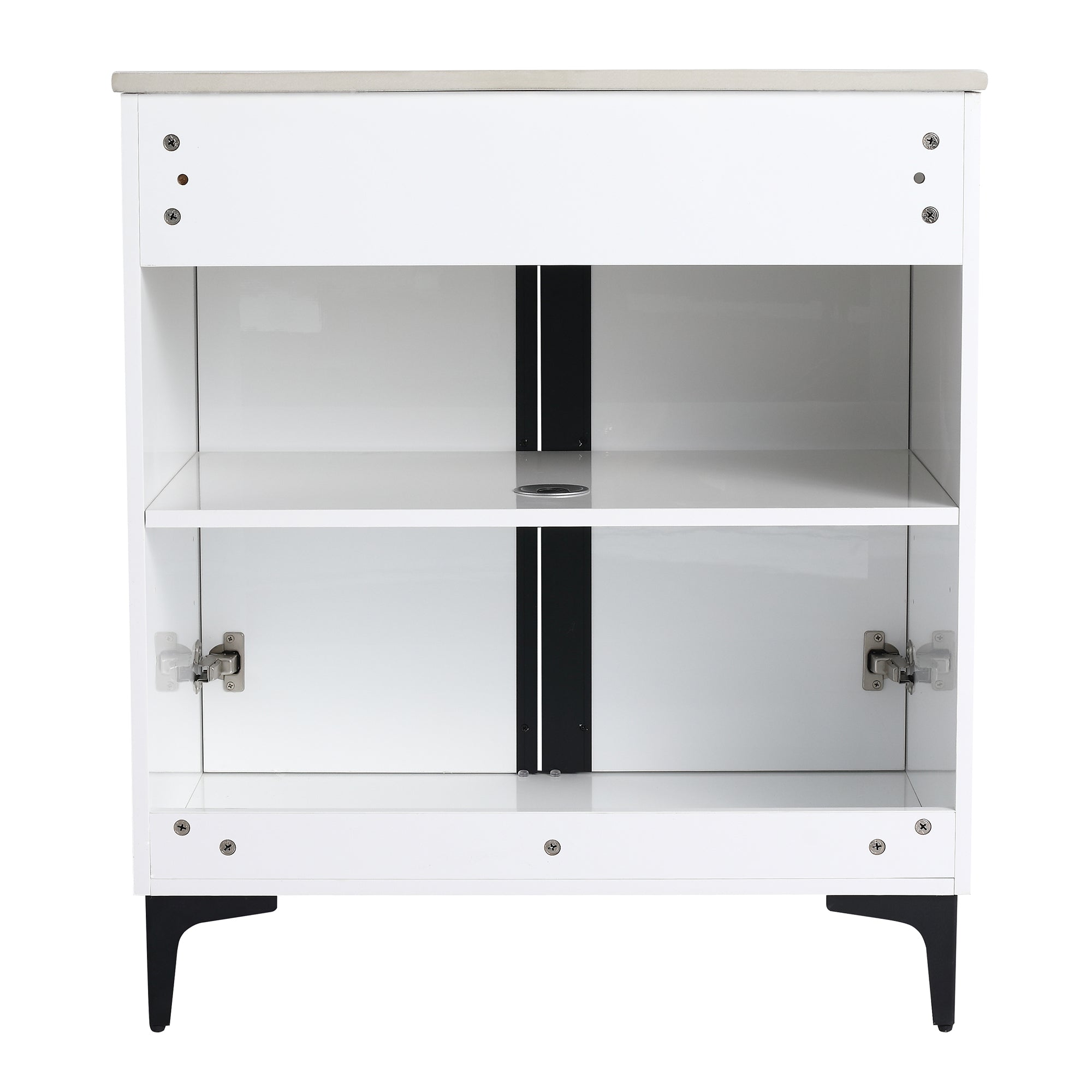 24/30 inch Freestanding Bathroom Vanity Set in White with Integrated Ceramic Sink