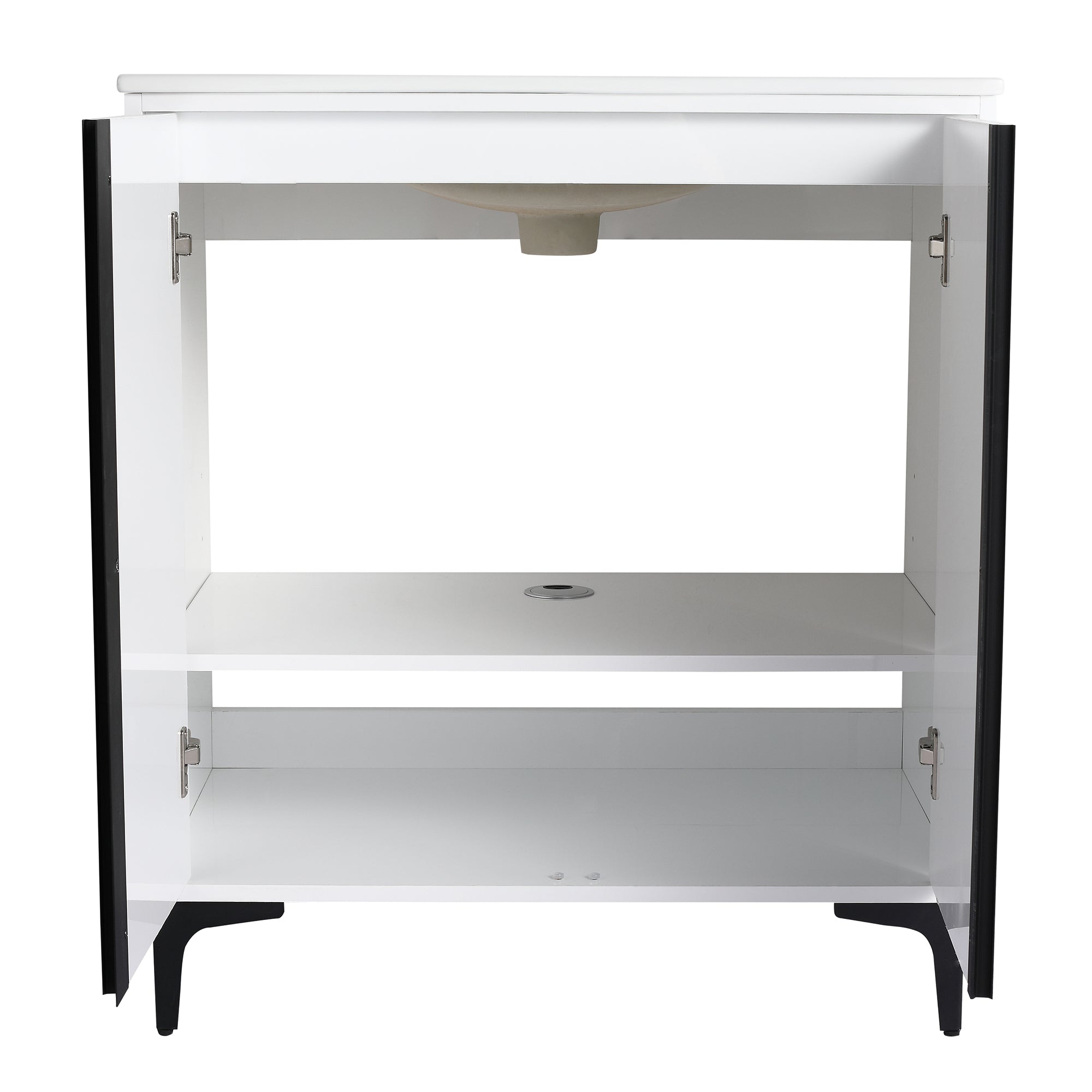 24/30 inch Freestanding Bathroom Vanity Set in White with Integrated Ceramic Sink