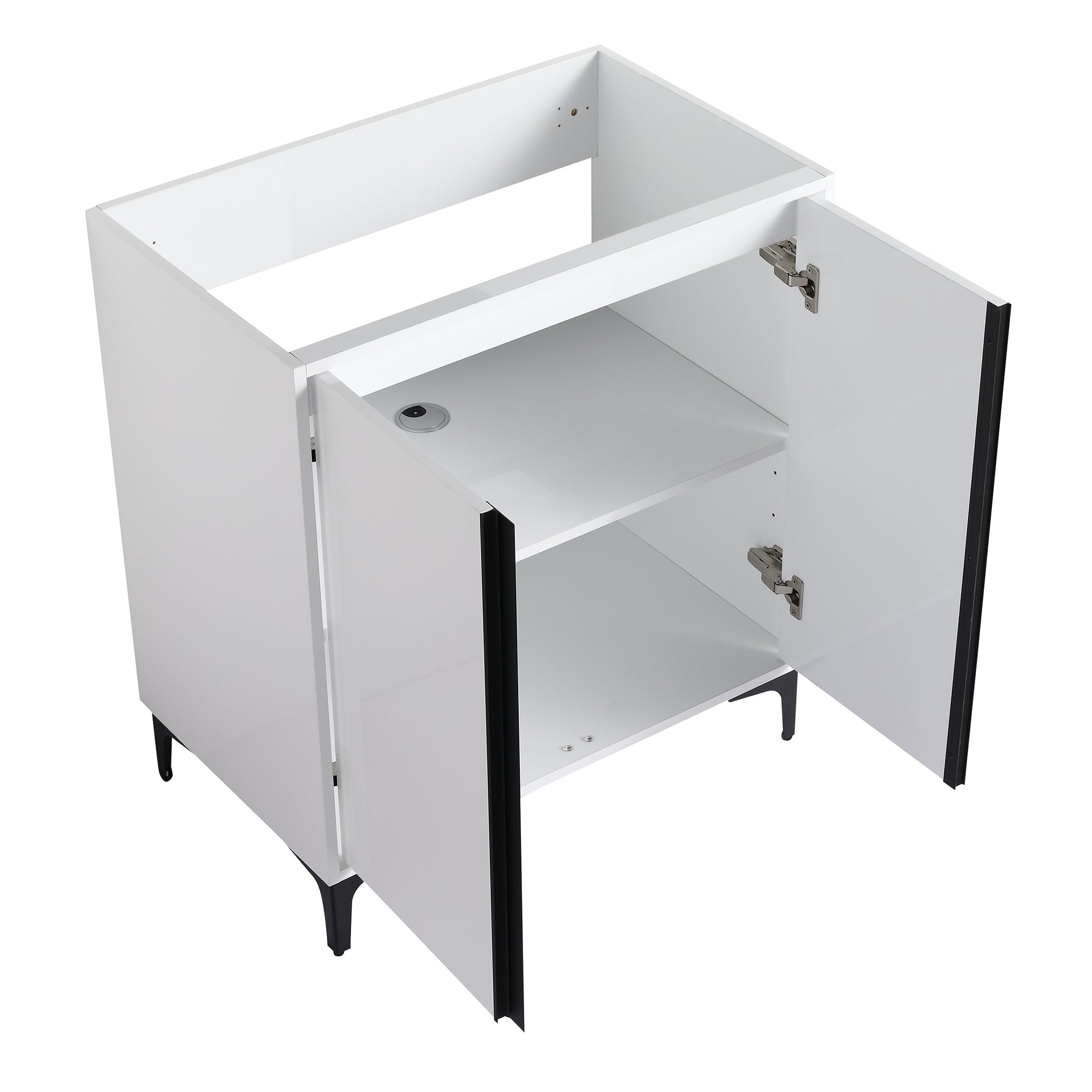 24/30 inch Freestanding Bathroom Vanity Set in White with Integrated Ceramic Sink