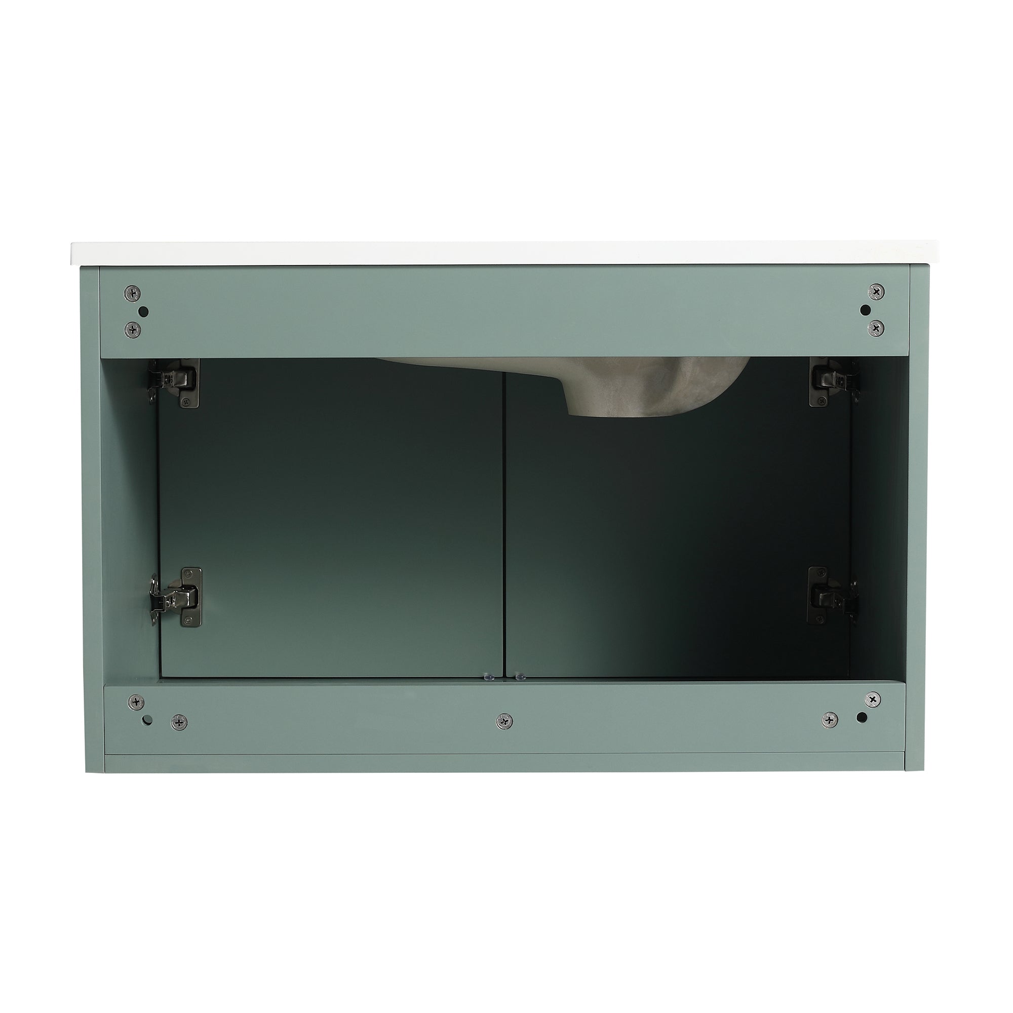 30 inch Wall-Mounted Bathroom Vanity Set in Green with Integrated Resin Sink