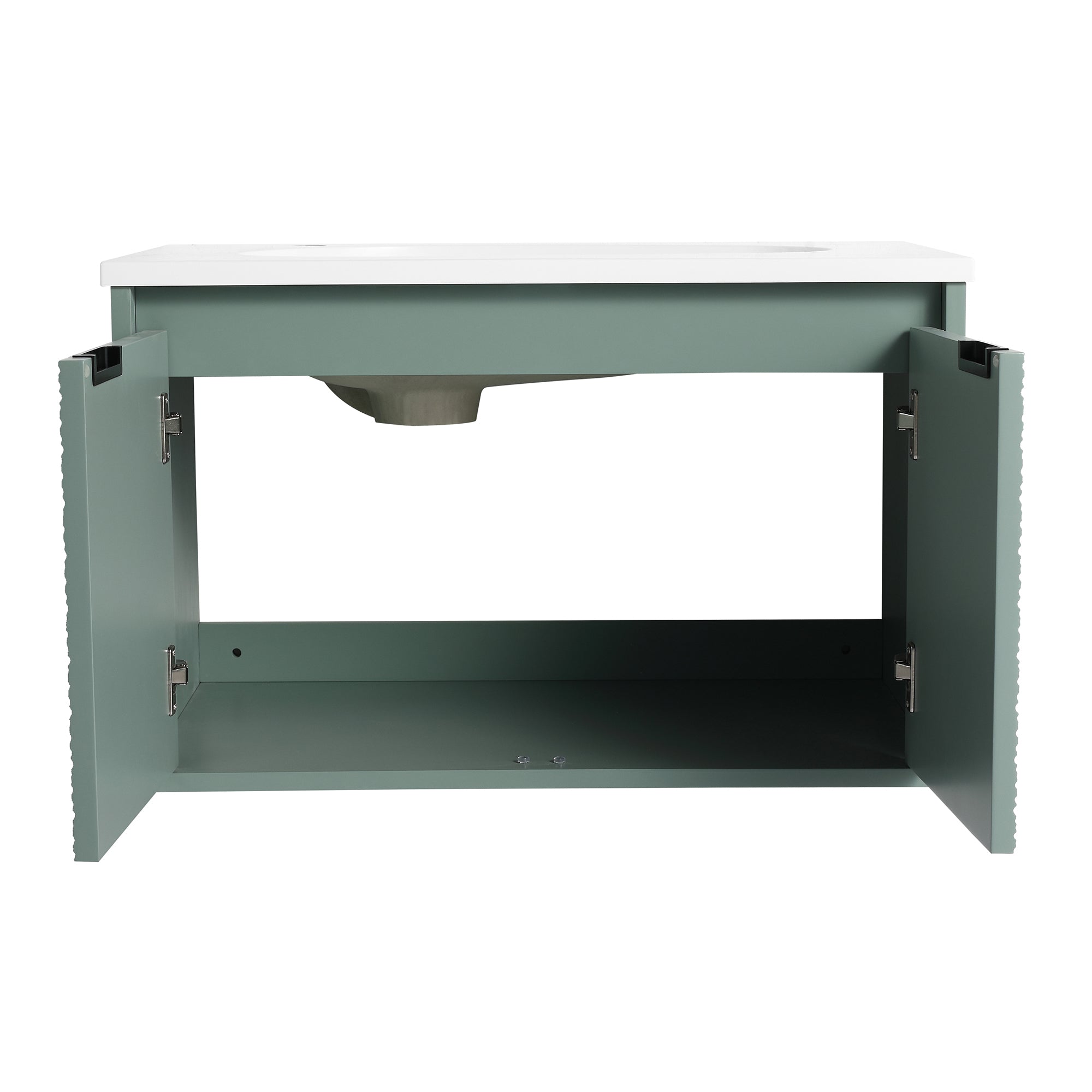 30 inch Wall-Mounted Bathroom Vanity Set in Green with Integrated Resin Sink