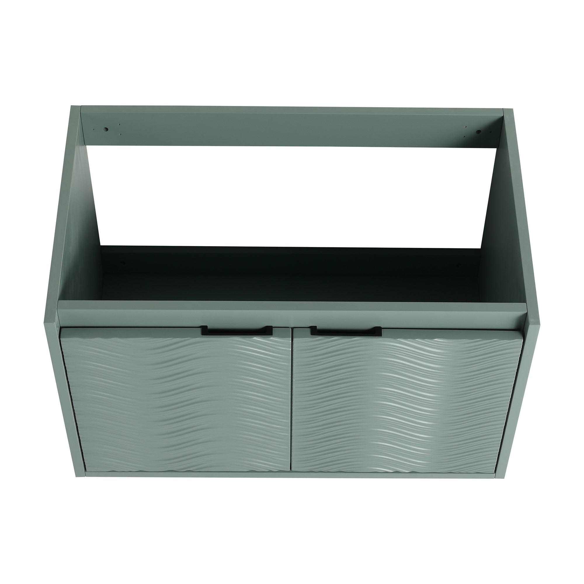 30 inch Wall-Mounted Bathroom Vanity Set in Green with Integrated Resin Sink