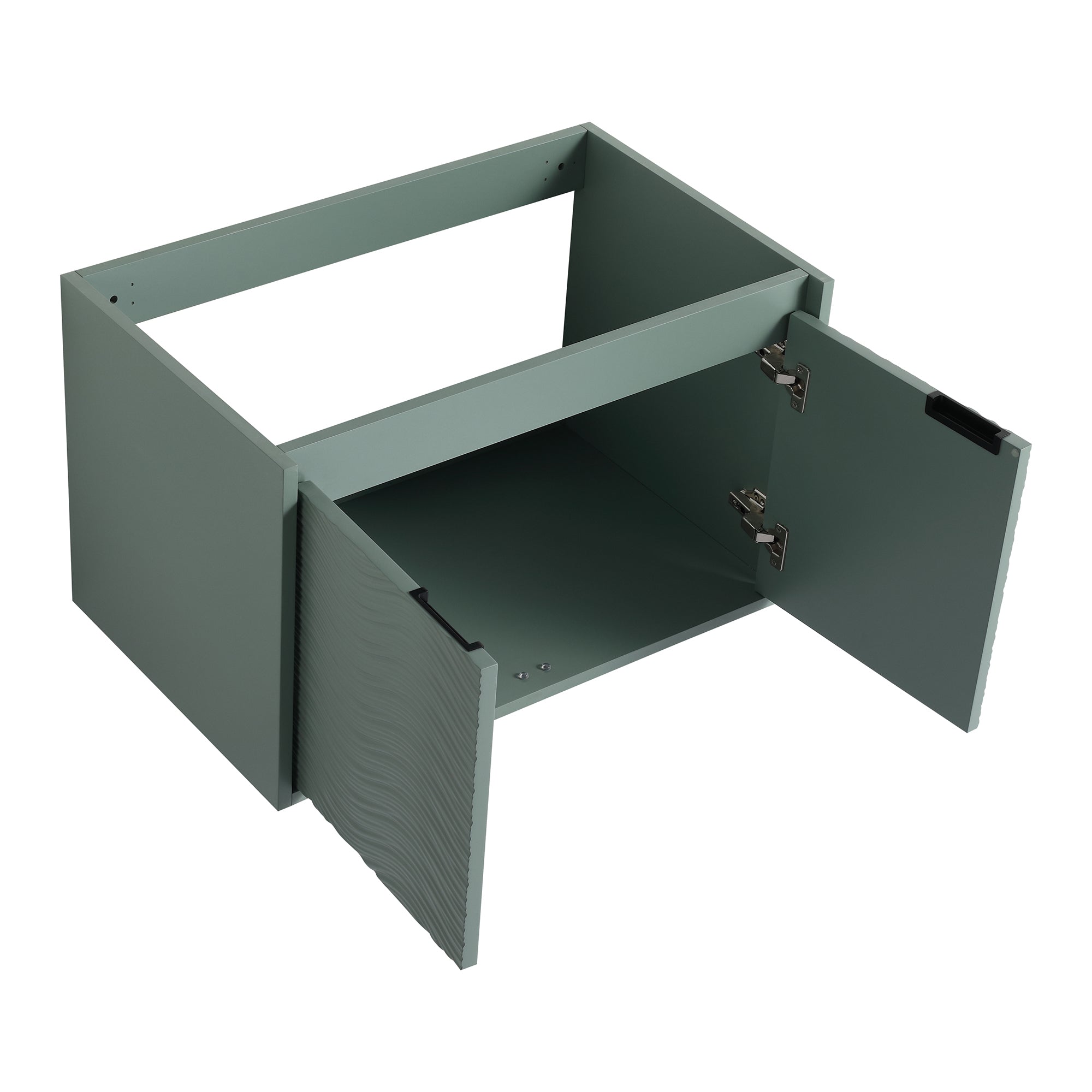 30 inch Wall-Mounted Bathroom Vanity Set in Green with Integrated Resin Sink