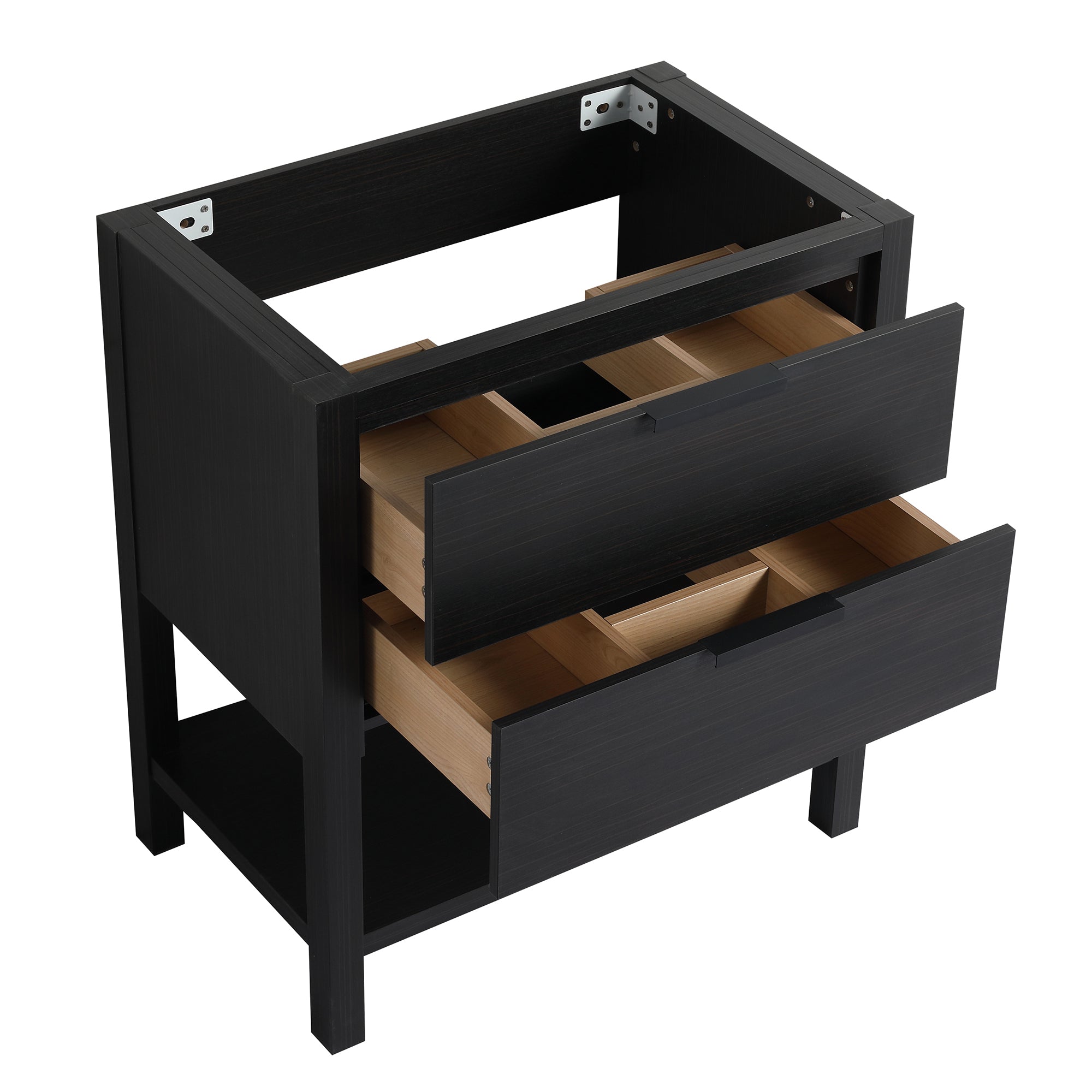 30 inch Freestanding Bathroom Vanity Set in Black with Integrated Ceramic Sink