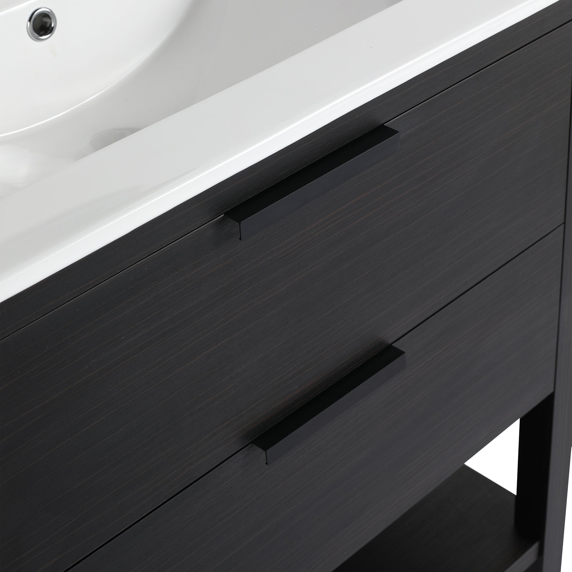 30 inch Freestanding Bathroom Vanity Set in Black with Integrated Ceramic Sink