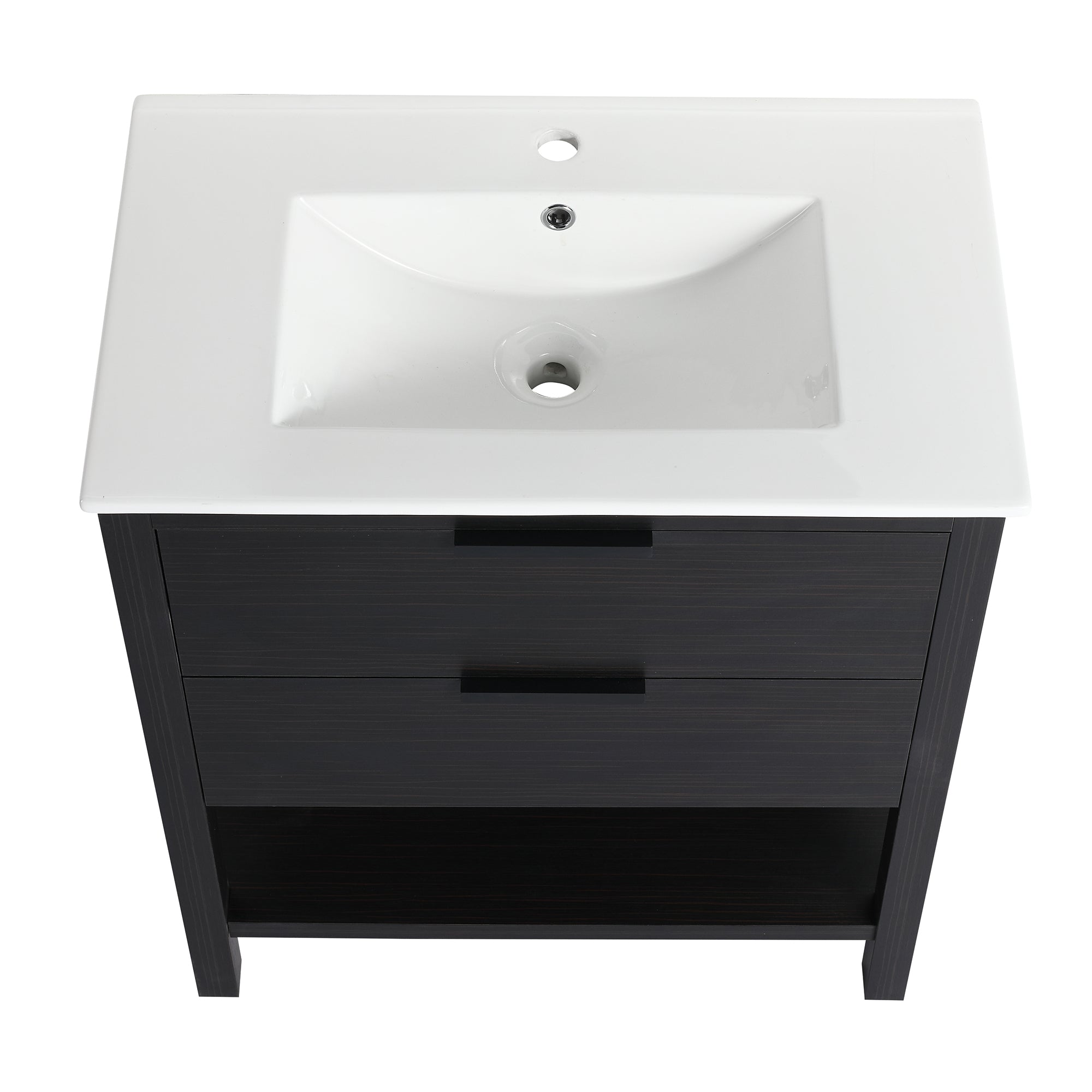 30 inch Freestanding Bathroom Vanity Set in Black with Integrated Ceramic Sink