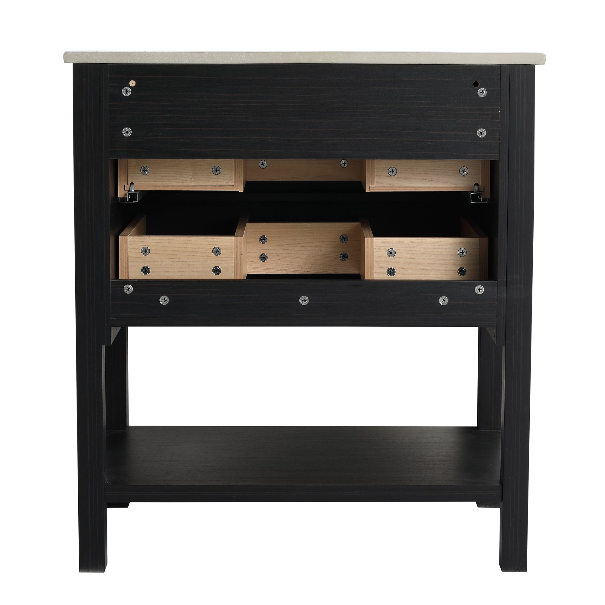 30 inch Freestanding Bathroom Vanity Set in Black with Integrated Ceramic Sink