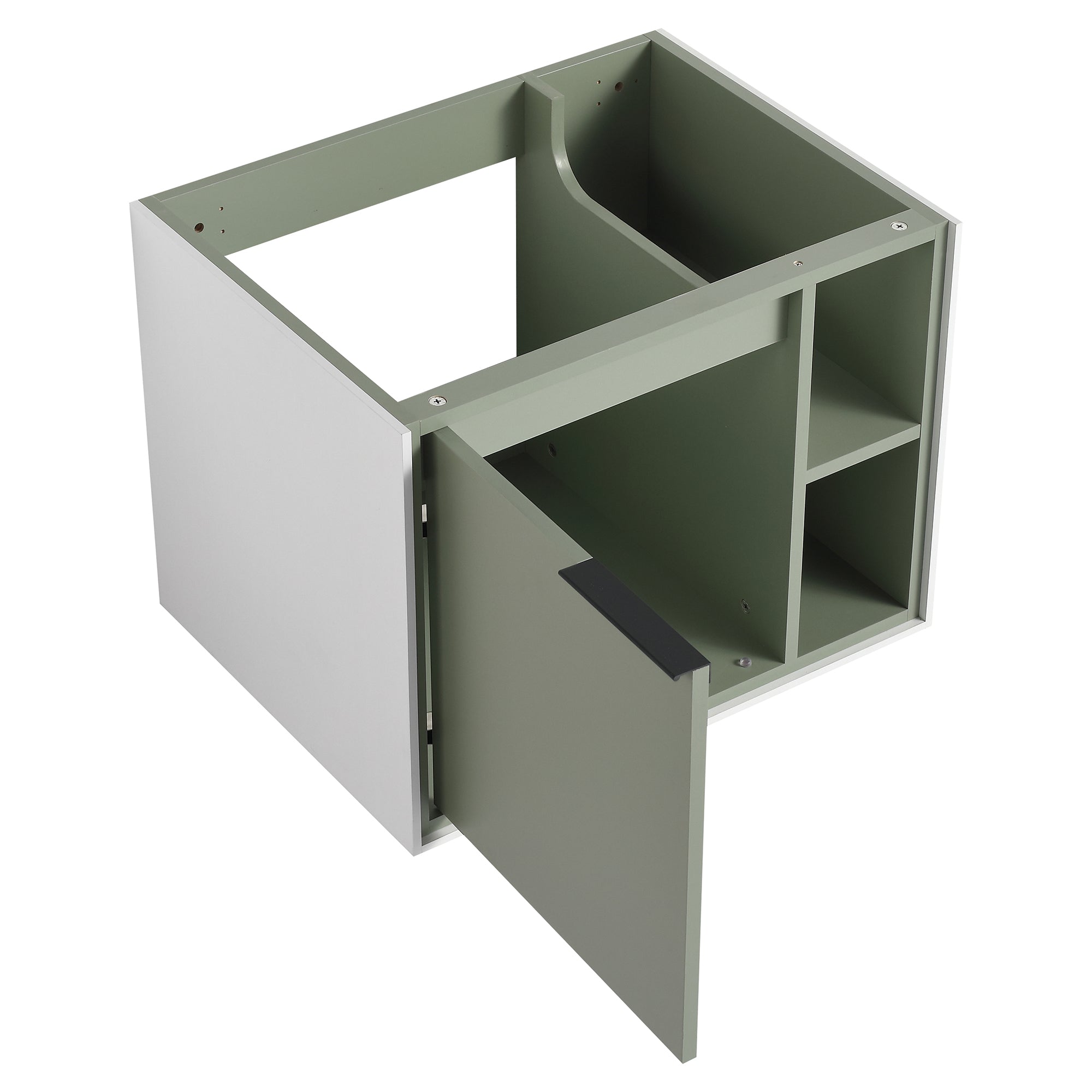 24 inch Wall-Mounted Bathroom Vanity Set in Green with Integrated Ceramic Sink