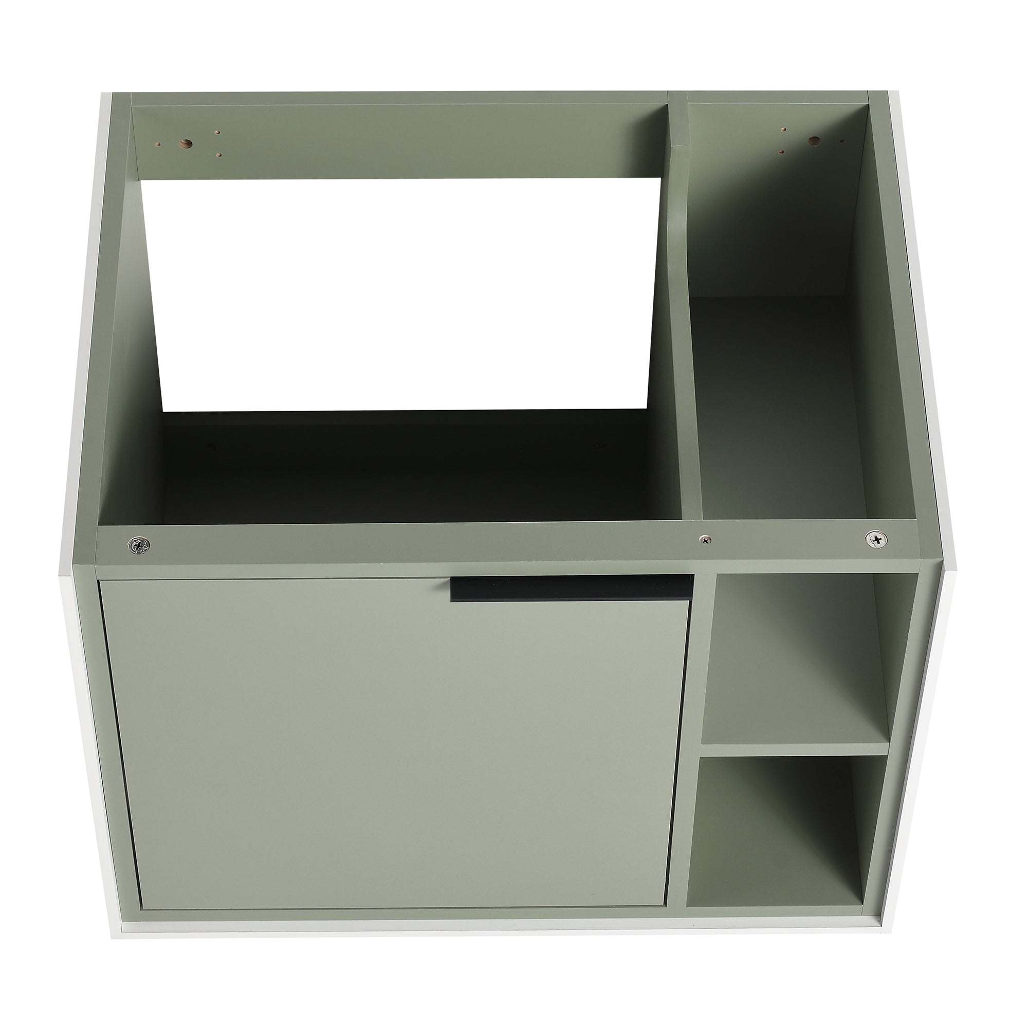 24 inch Wall-Mounted Bathroom Vanity Set in Green with Integrated Ceramic Sink