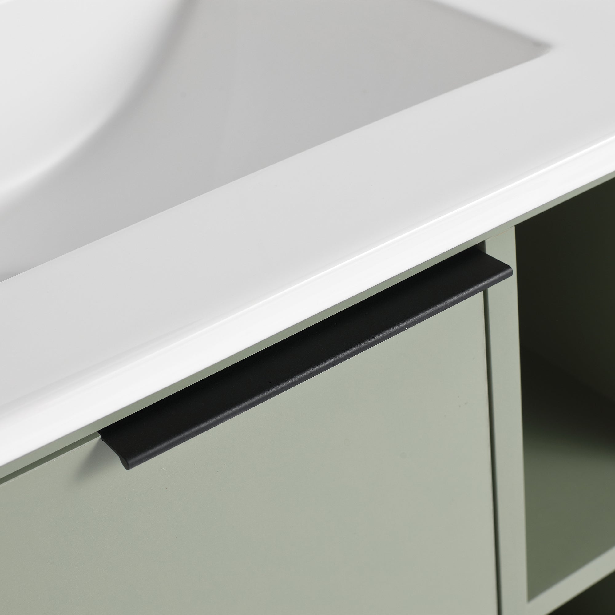 24 inch Wall-Mounted Bathroom Vanity Set in Green with Integrated Ceramic Sink