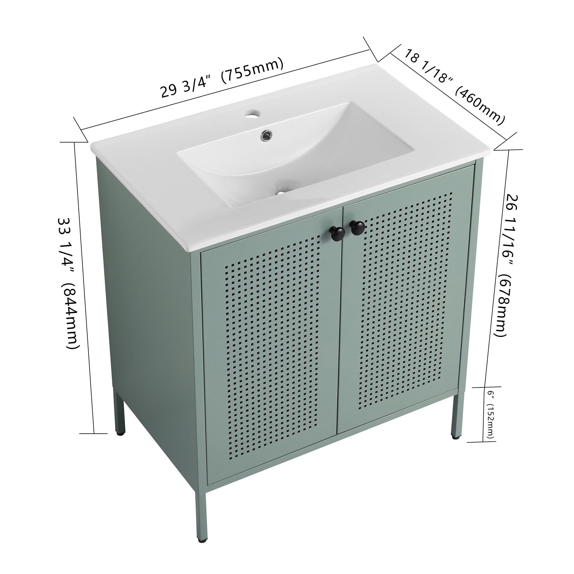 30 inch Freestanding Bathroom Vanity Set  with Integrated Ceramic Sink