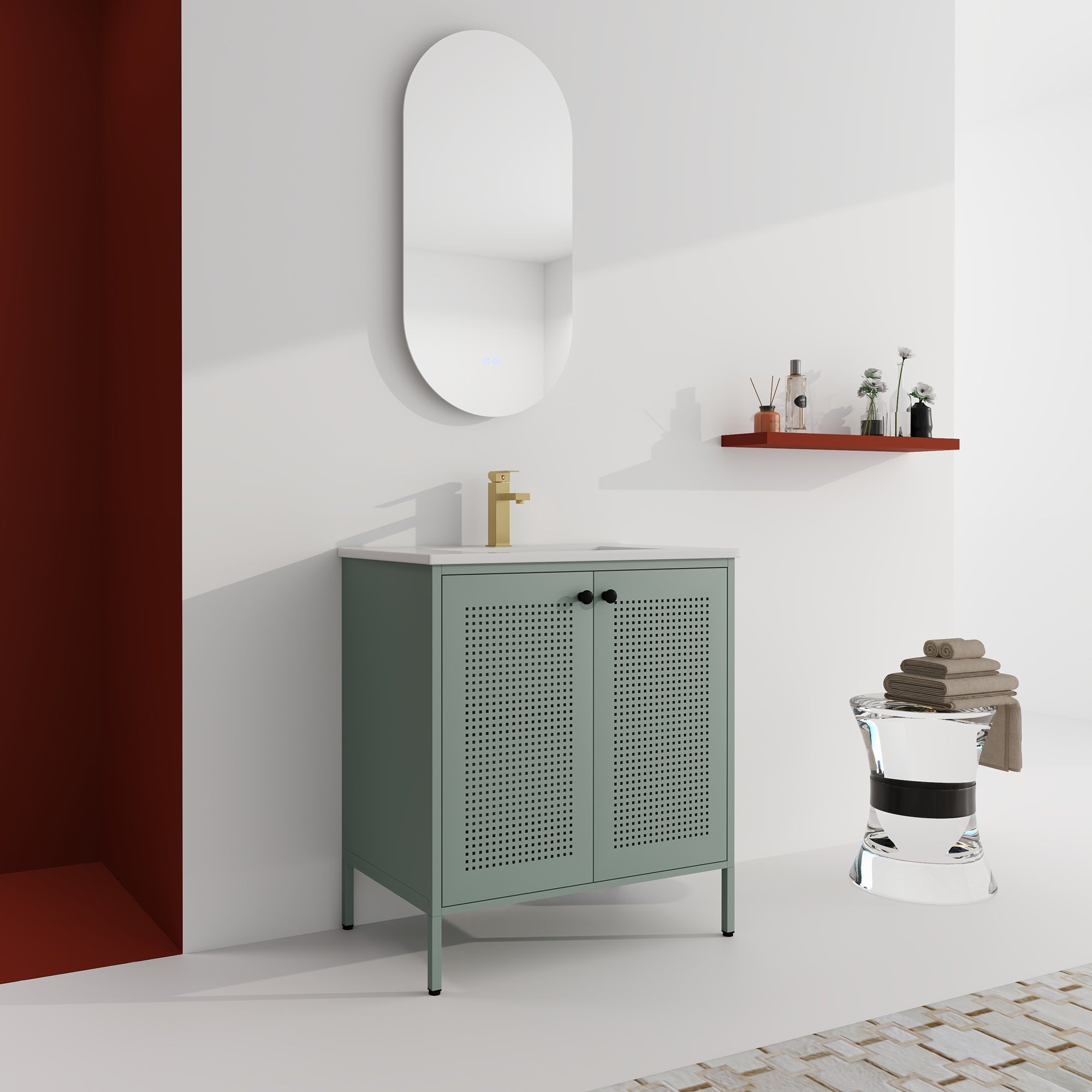 30 inch Freestanding Bathroom Vanity Set  with Integrated Ceramic Sink