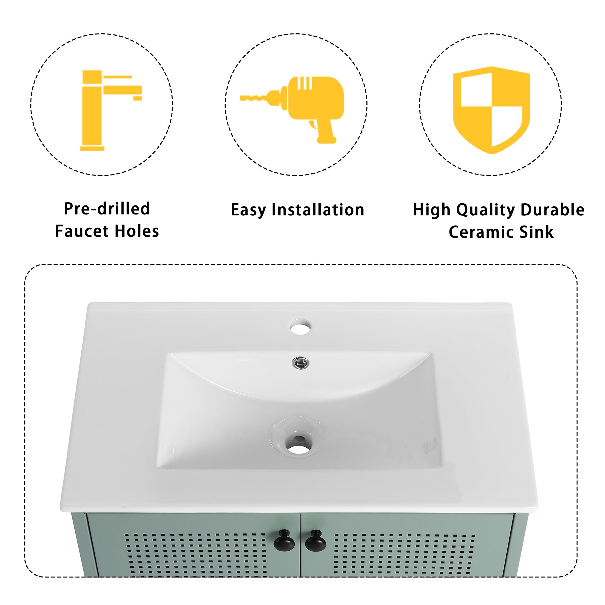 30 inch Freestanding Bathroom Vanity Set  with Integrated Ceramic Sink