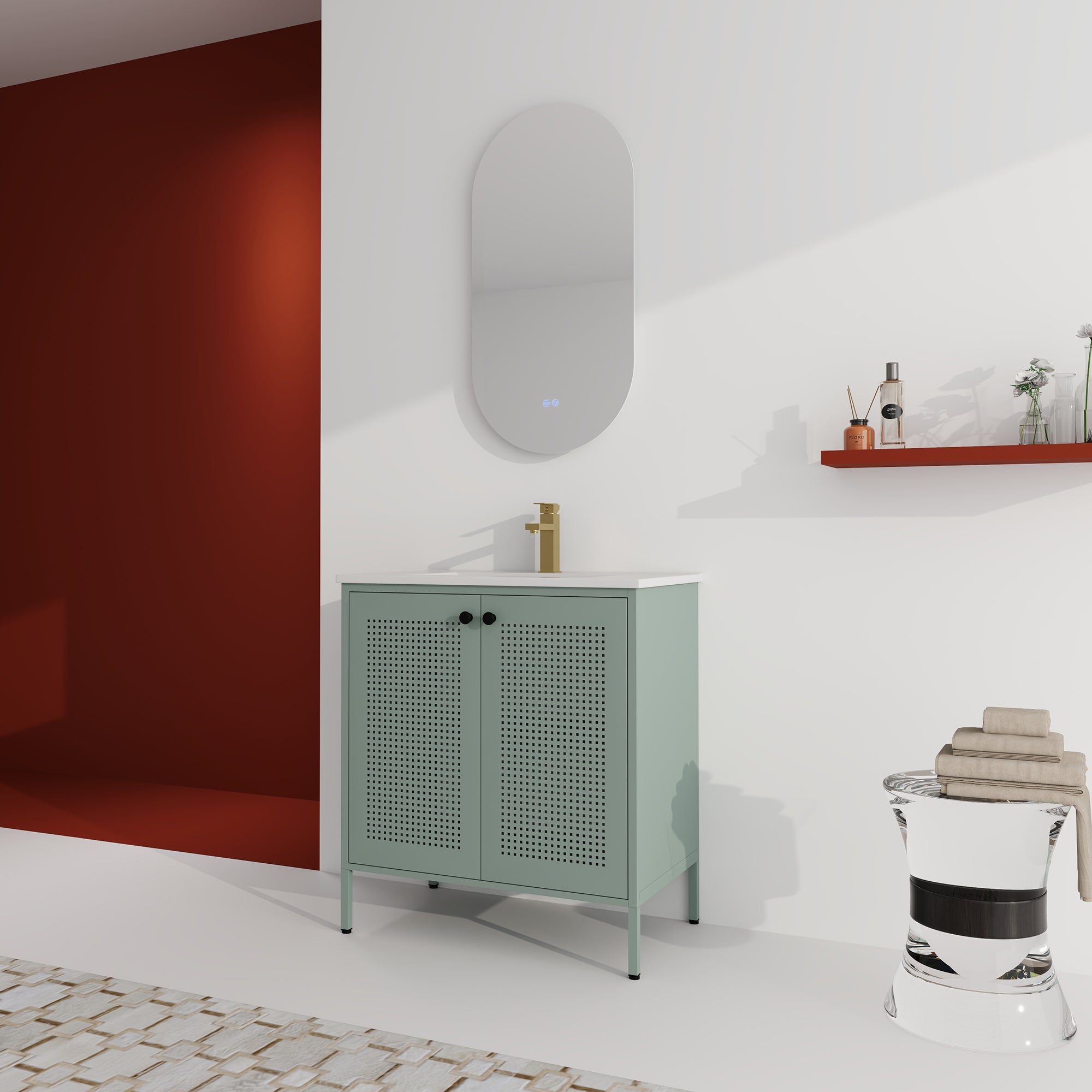 30 inch Freestanding Bathroom Vanity Set  with Integrated Ceramic Sink