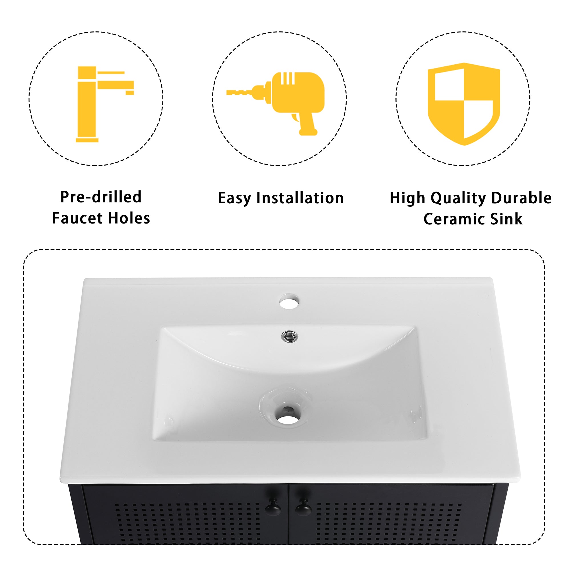 30 inch Freestanding Bathroom Vanity Set  with Integrated Ceramic Sink